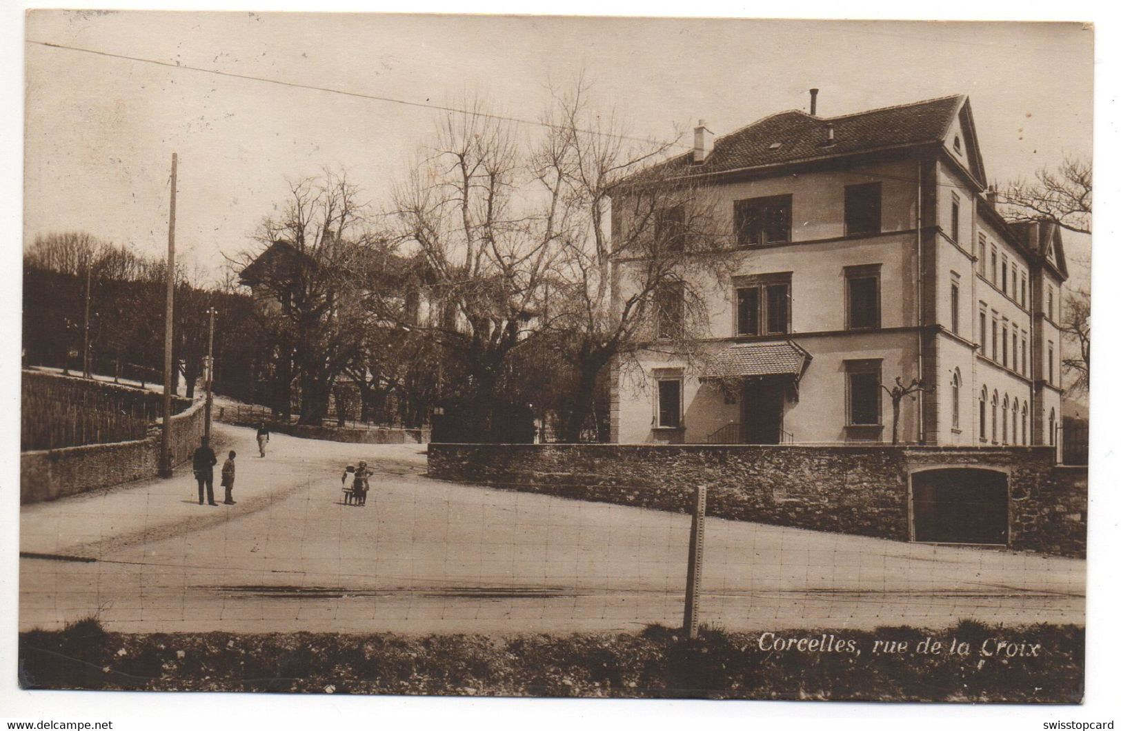 CORCELLES Rue De La Croix Ed. Guggenheim Gel. 1927 Bahnpost N. La Roche - Corcelles