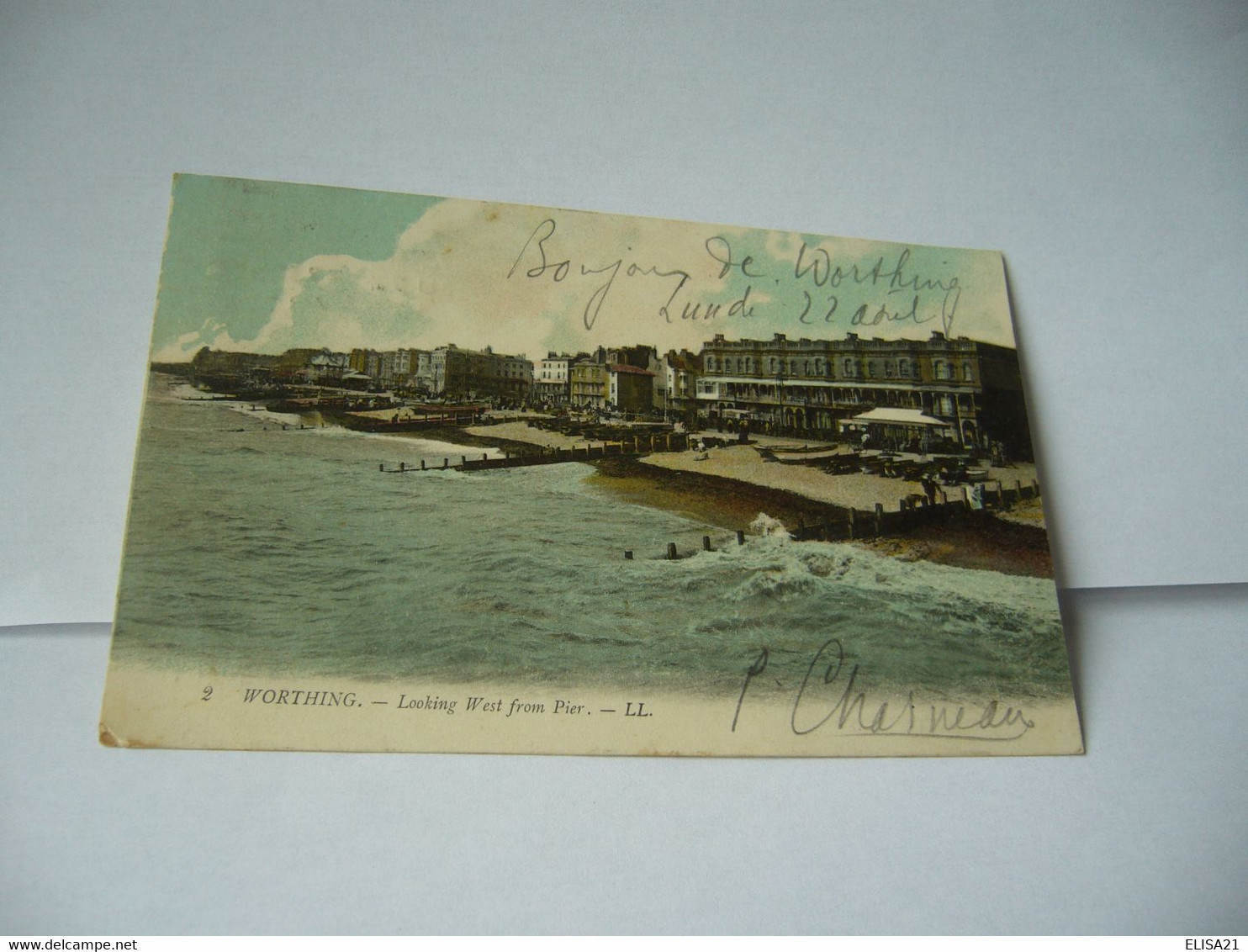 2. WORTHING ROYAUME UNI ANGLETERRE SUSSEX DE L'OUEST LOOKING WEST FROM PIER CPA 1922 LL - Worthing