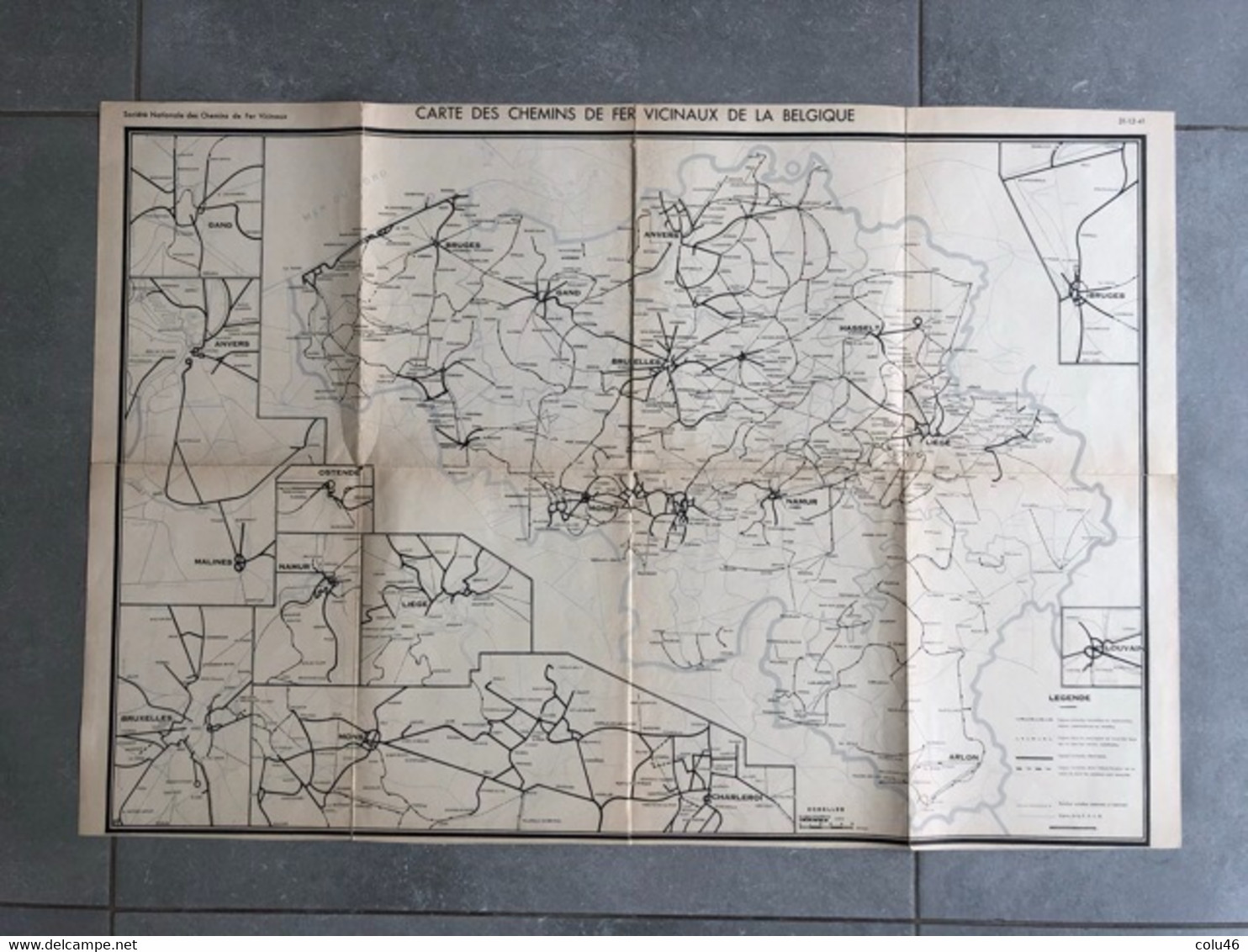 1941 Carte Trajets De La Société Nationale Des Chemins De Fer Vicinaux De La Belgique Affiche  Tram Tramway - Spoorweg