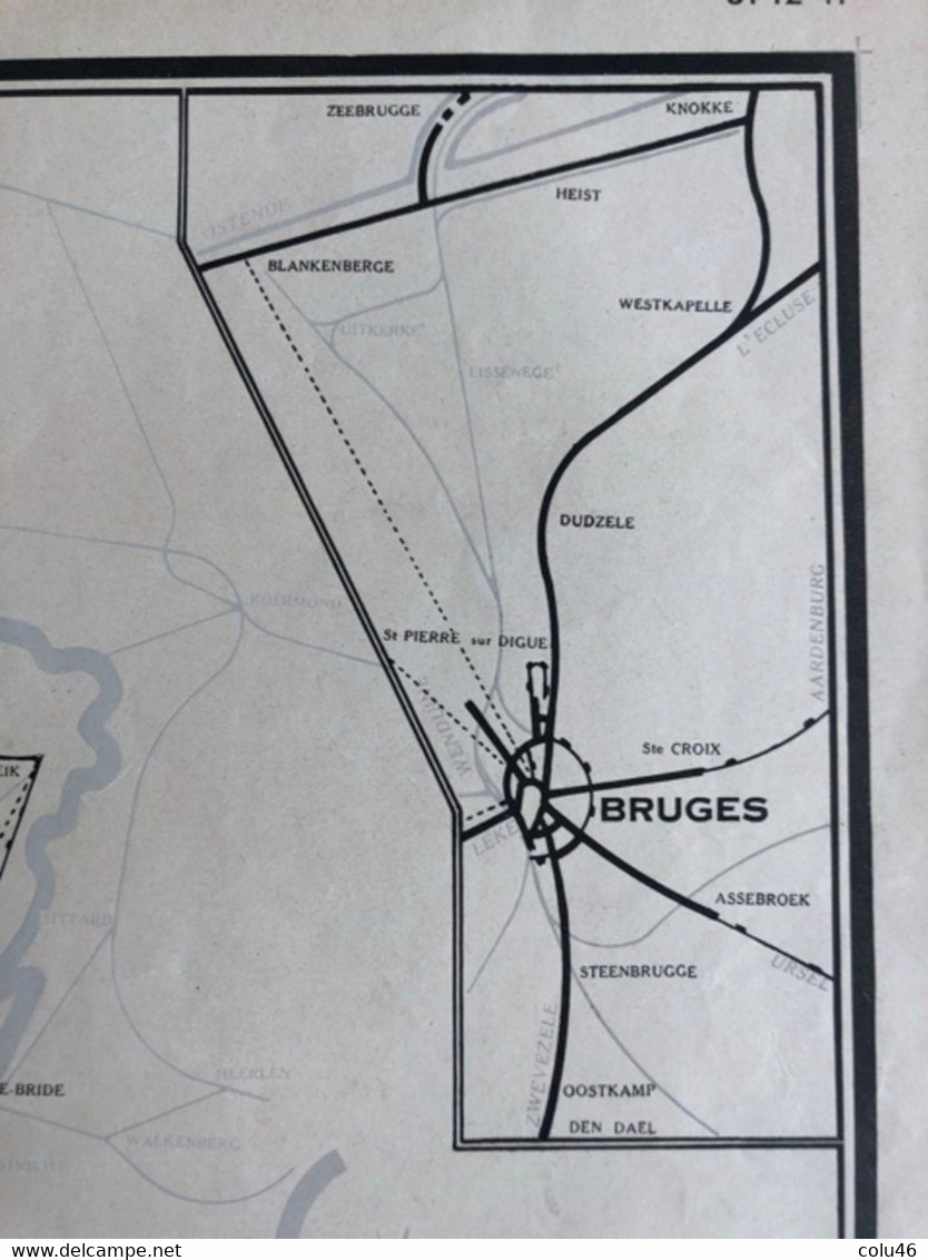 1941 Carte trajets de la Société Nationale des Chemins de Fer Vicinaux de la Belgique affiche  tram tramway