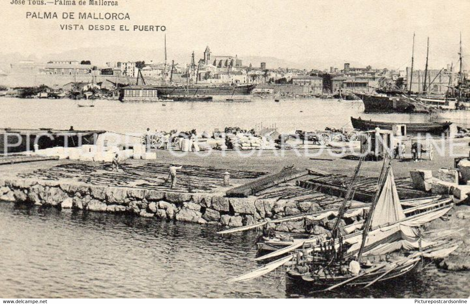 MALLORCA PALMA DE MALLORCA VISTA DESDE EL PUERTO OLD B/W POSTCARD MAJORCA VINTAGE MALLORCA - Mallorca