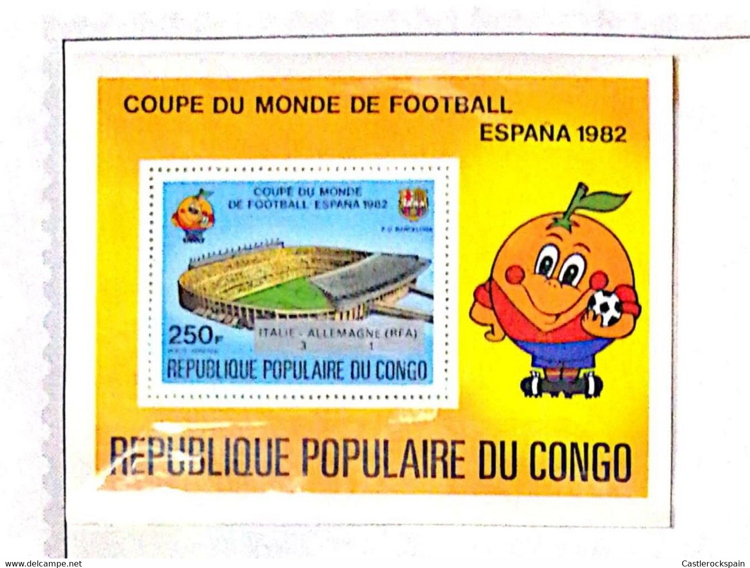 O) 1980 CONGO, WORLD SOCCER CUP 1982 SPAIN, STADIUM, MASCOT, SOUVENIR SCT C281 XF - Colecciones