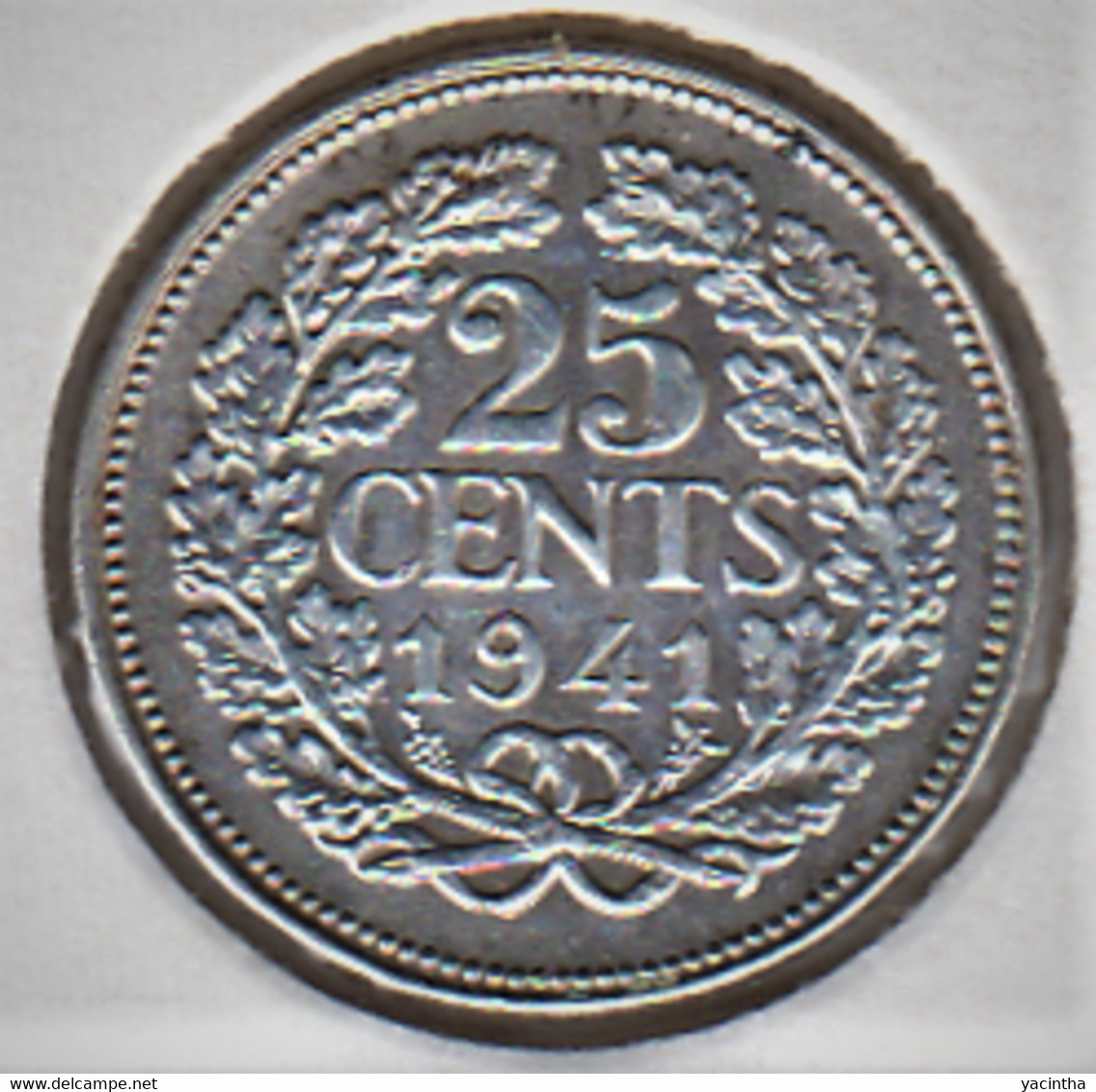 @Y@    Nederland  25 Cent   Wilhelmina 1941        (5230)   Prachtig - 2.5 Cent