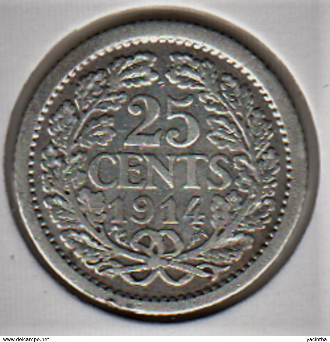 @Y@    Nederland  25 Cent   Wilhelmina 1914       (5237) - 2.5 Centavos