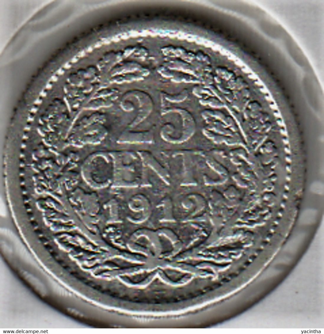 @Y@    Nederland  25 Cent   Wilhelmina 1912       (5239) - 2.5 Centavos