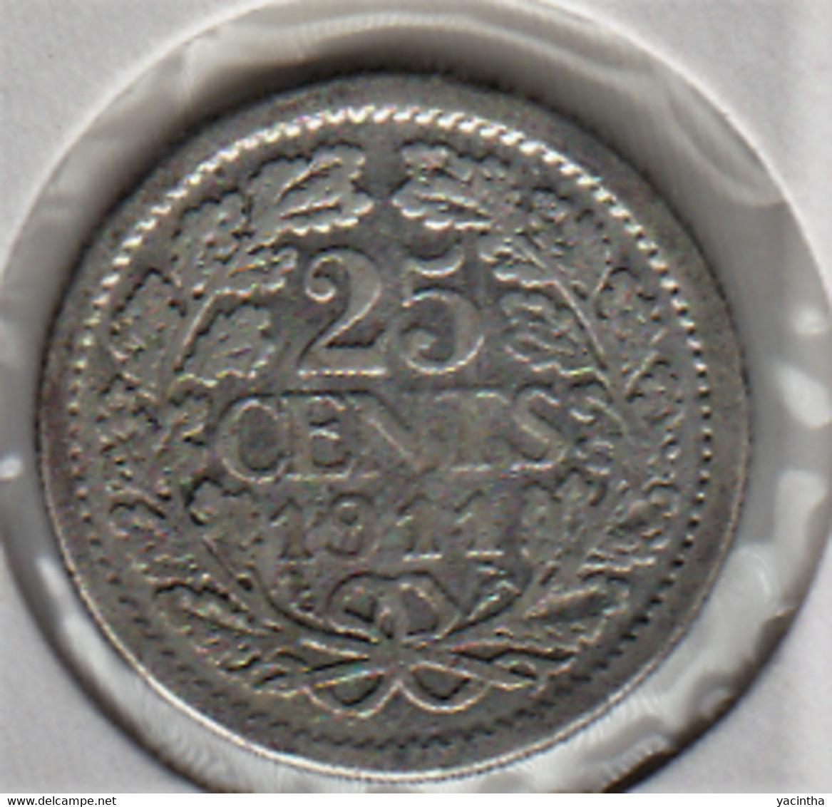 @Y@    Nederland  25 Cent   Wilhelmina 1911       (5240) - 2.5 Centavos