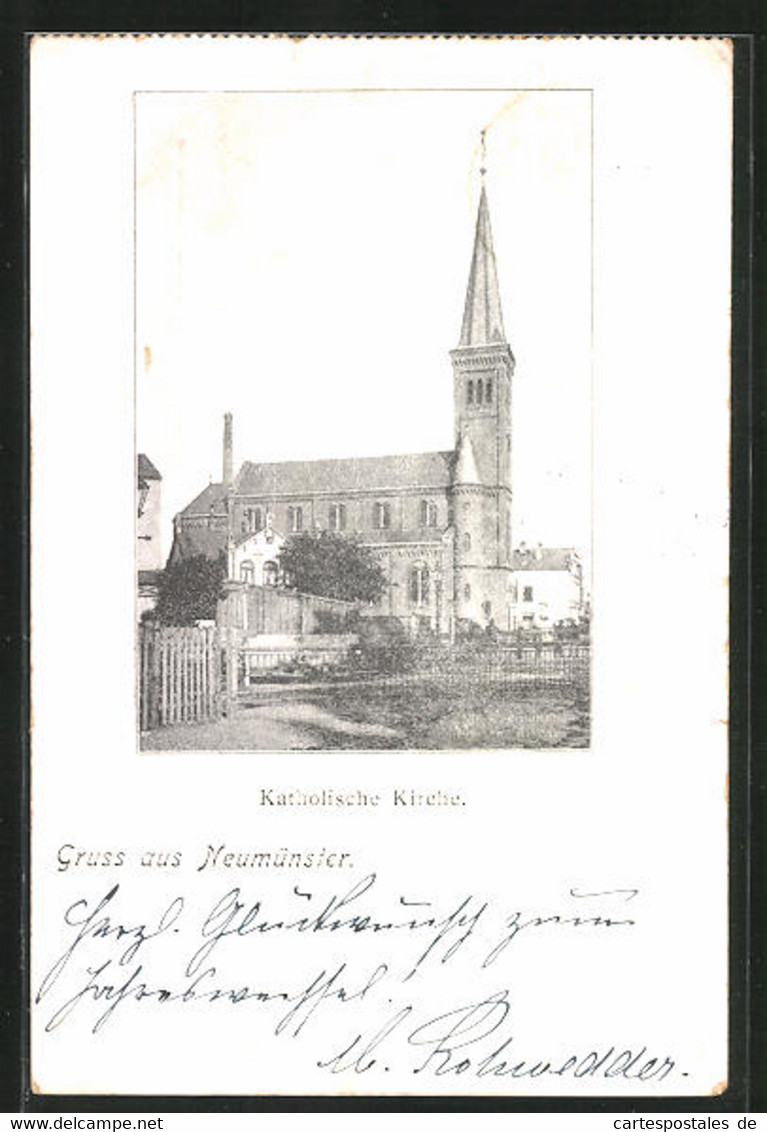 AK Neumünster, Blick Auf Die Katholische Kirche - Neumünster