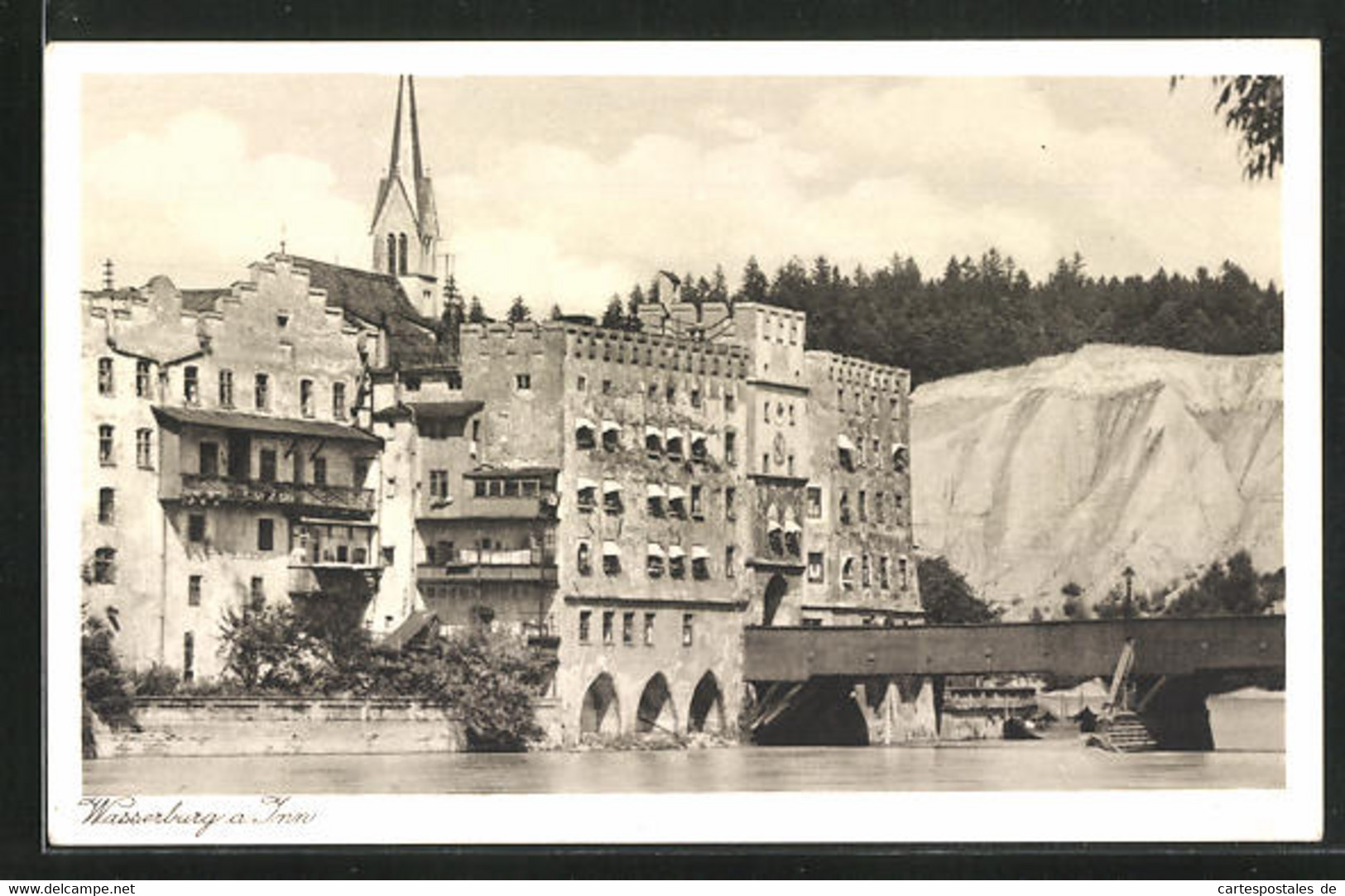 AK Wasserburg A. Inn, Blick Auf Die Burg Mit Brücke - Wasserburg (Inn)