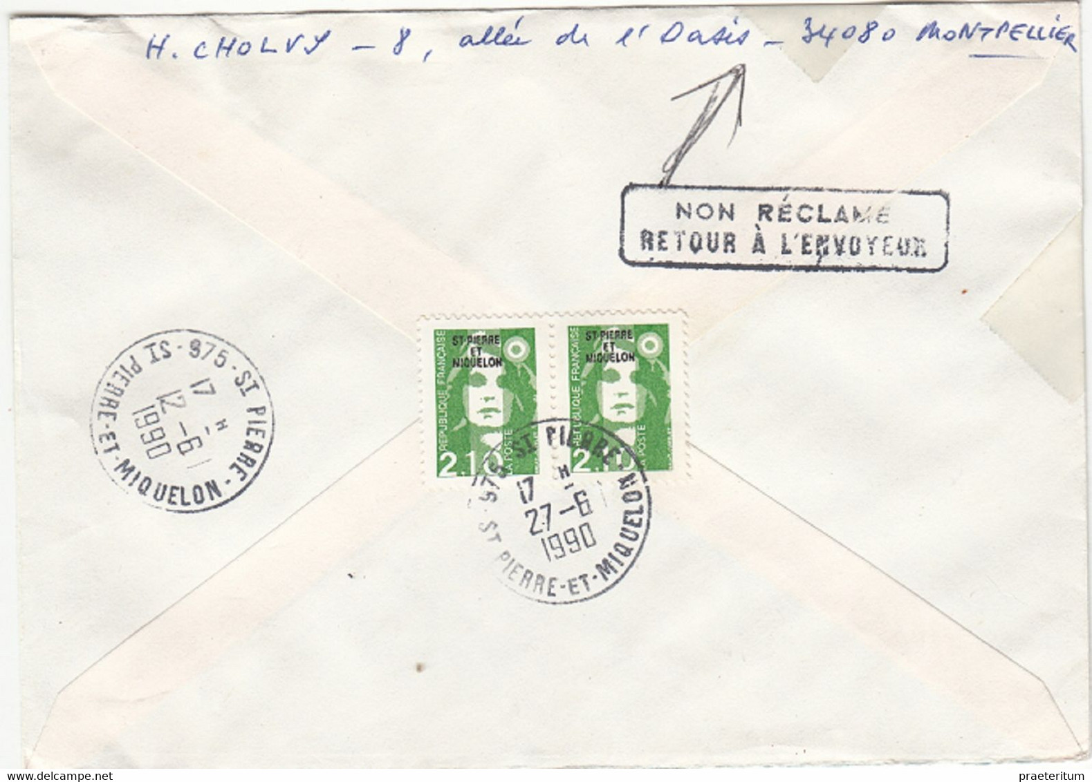 ST-PIERRE ET MIQUELON -  - Yvert No. 517 (paire) - 27 Juin 1990 - Lettre De France - Lettres & Documents