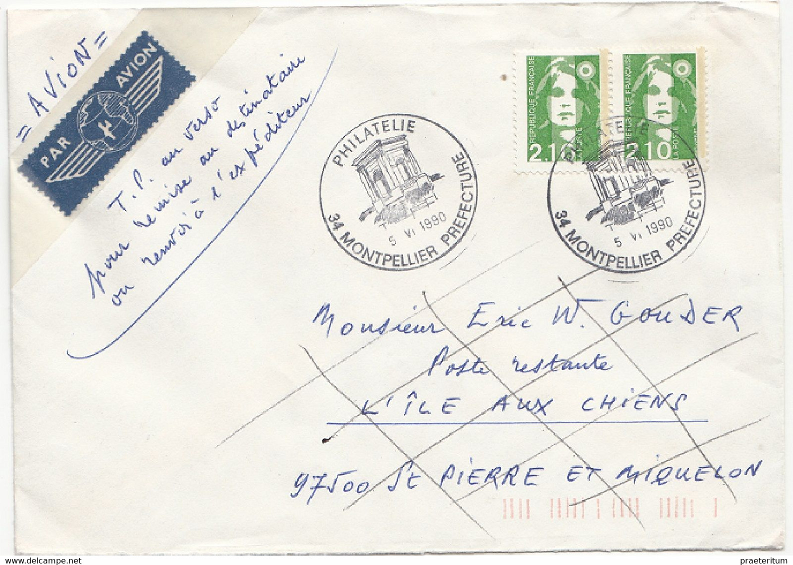 ST-PIERRE ET MIQUELON -  - Yvert No. 517 (paire) - 27 Juin 1990 - Lettre De France - Lettres & Documents