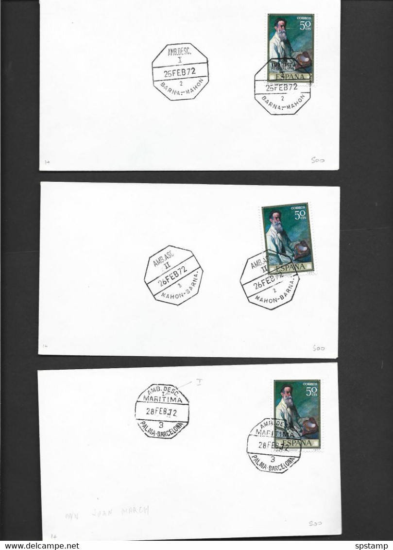 Spain 1972 Barcelona Ship And Marine Philatelic Covers X 6 , All Different Marine Route Cds - Barche