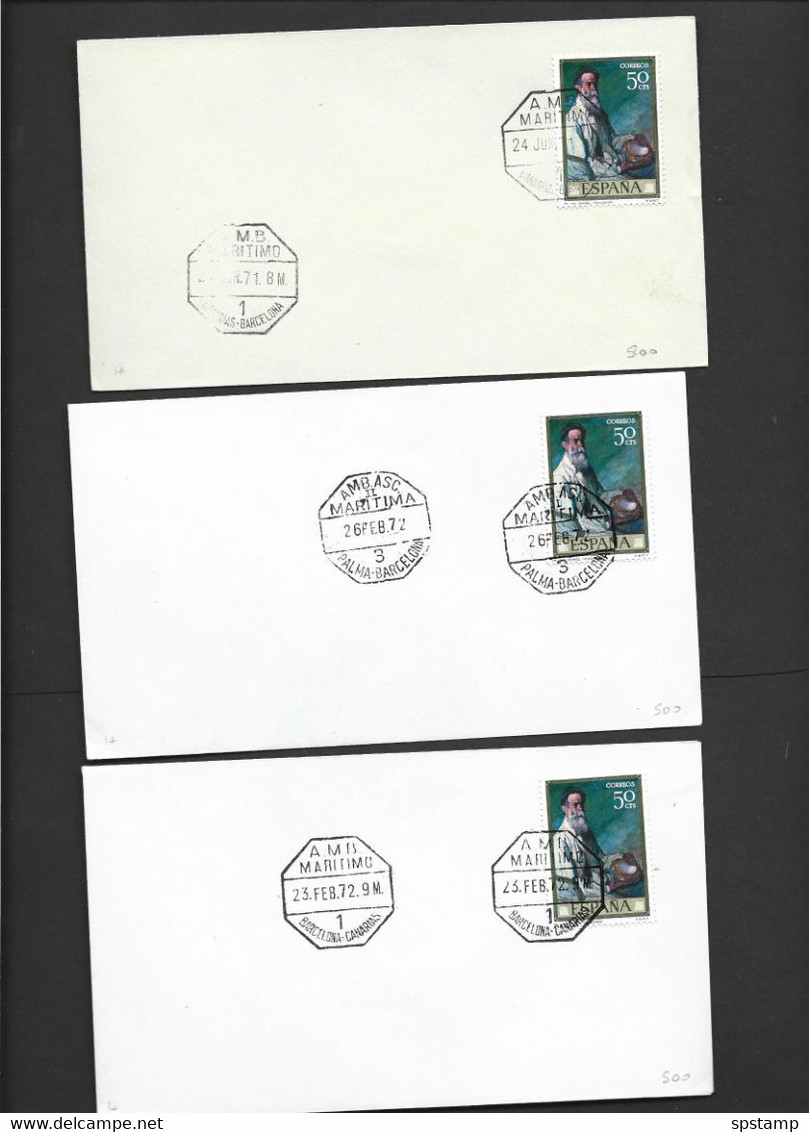 Spain 1972 Barcelona Ship And Marine Philatelic Covers X 6 , All Different Marine Route Cds - Barche