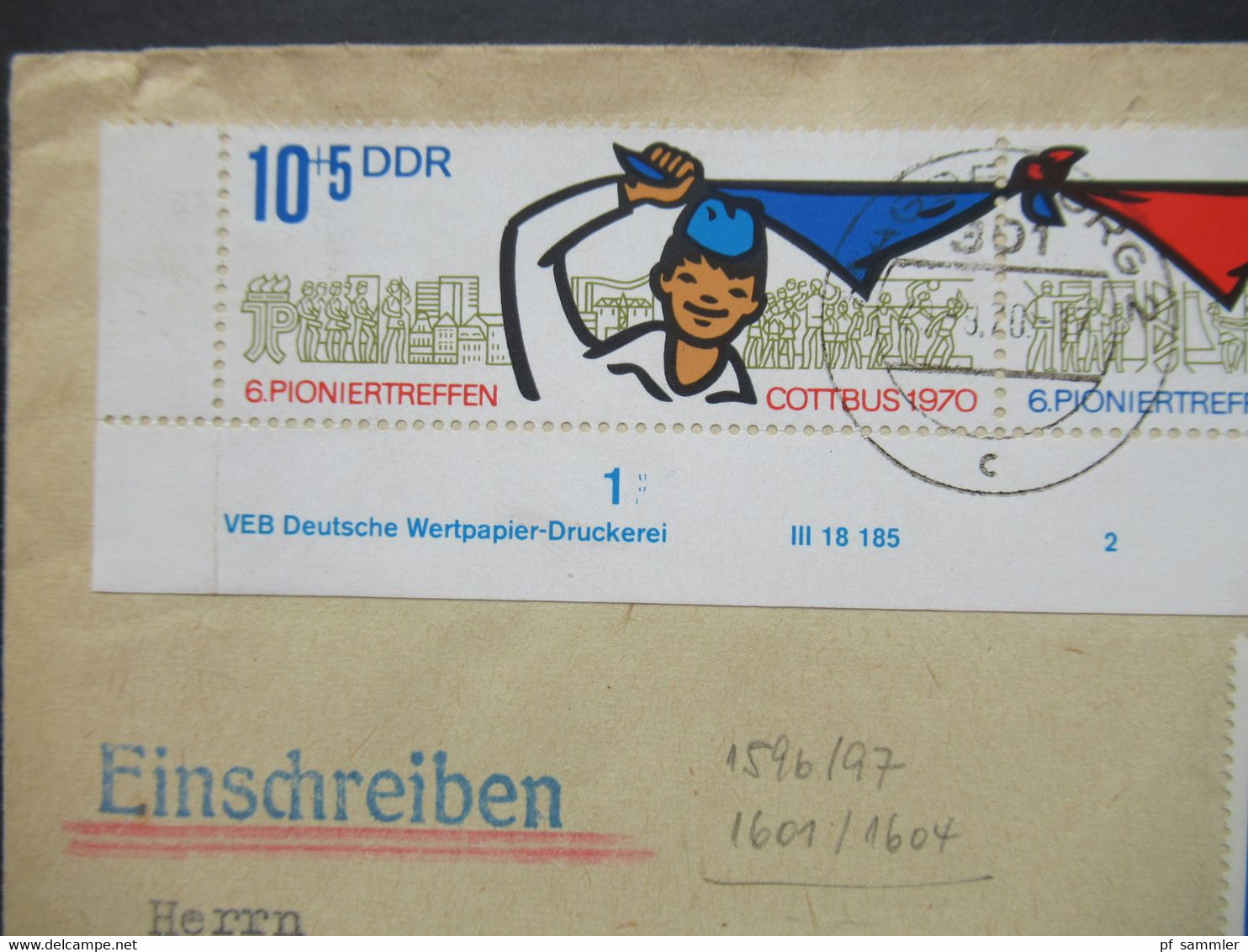 DDR 1970 Pioniertreffen Cottbus ZD Unterrand Mit DV MiF Auf Einschreiben R 302 Magdeburg Nach Kevelaer - Storia Postale