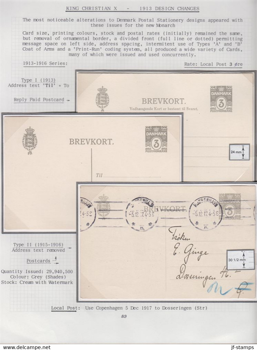 1917. DANMARK. BREVKORT 3 ØRE One Used, One Unused And One Double Card Unused With Re... () - JF420193 - Cartas & Documentos