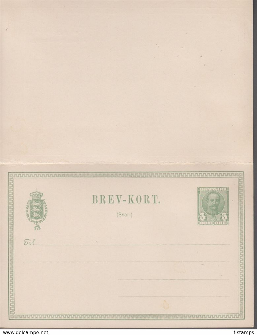 1912. DANMARK. BREVKORT Med Svar 5 ØRE Frederik VIII.  () - JF420208 - Briefe U. Dokumente