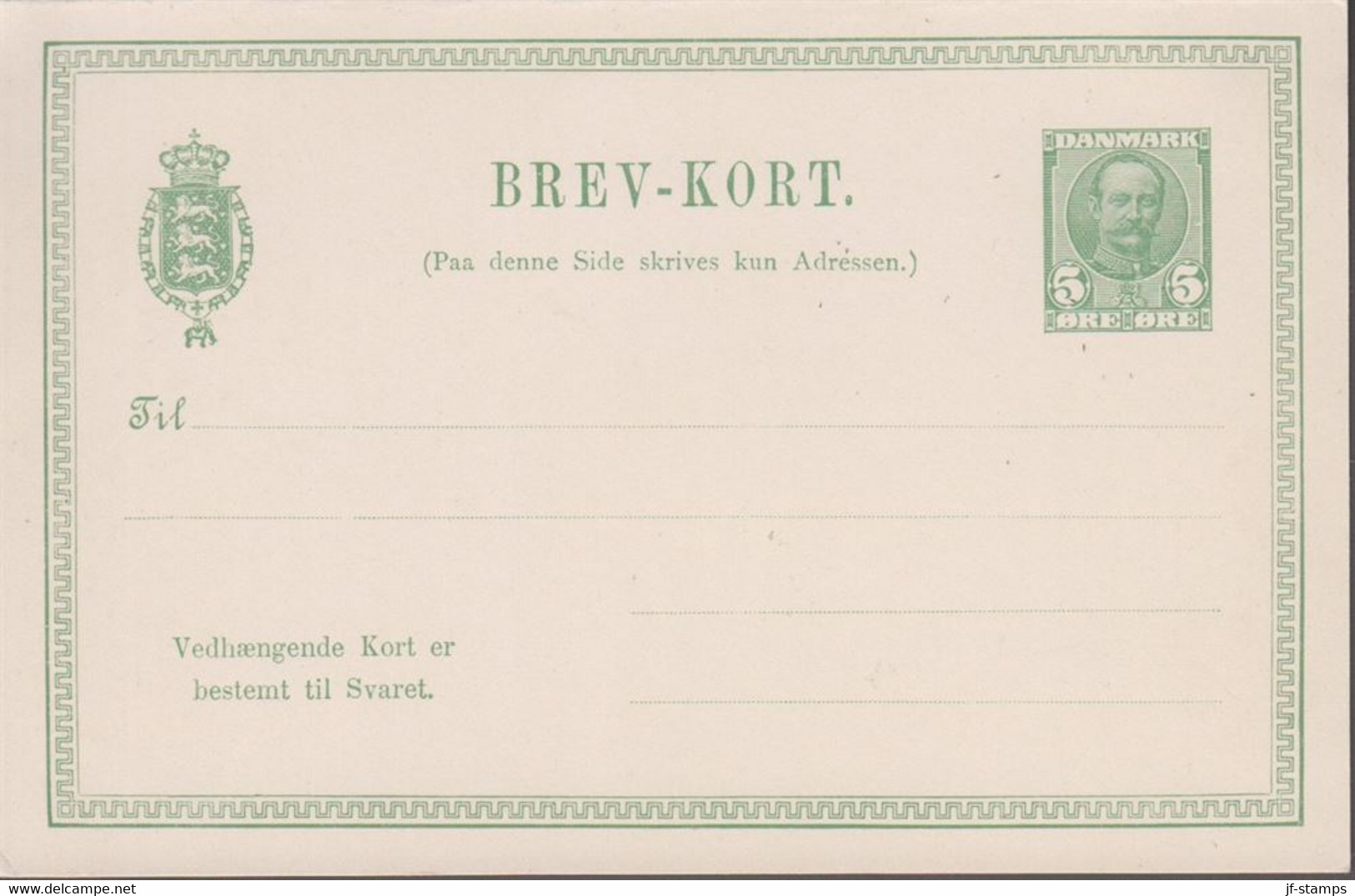 1912. DANMARK. BREVKORT Med Svar 5 ØRE Frederik VIII.  () - JF420209 - Brieven En Documenten