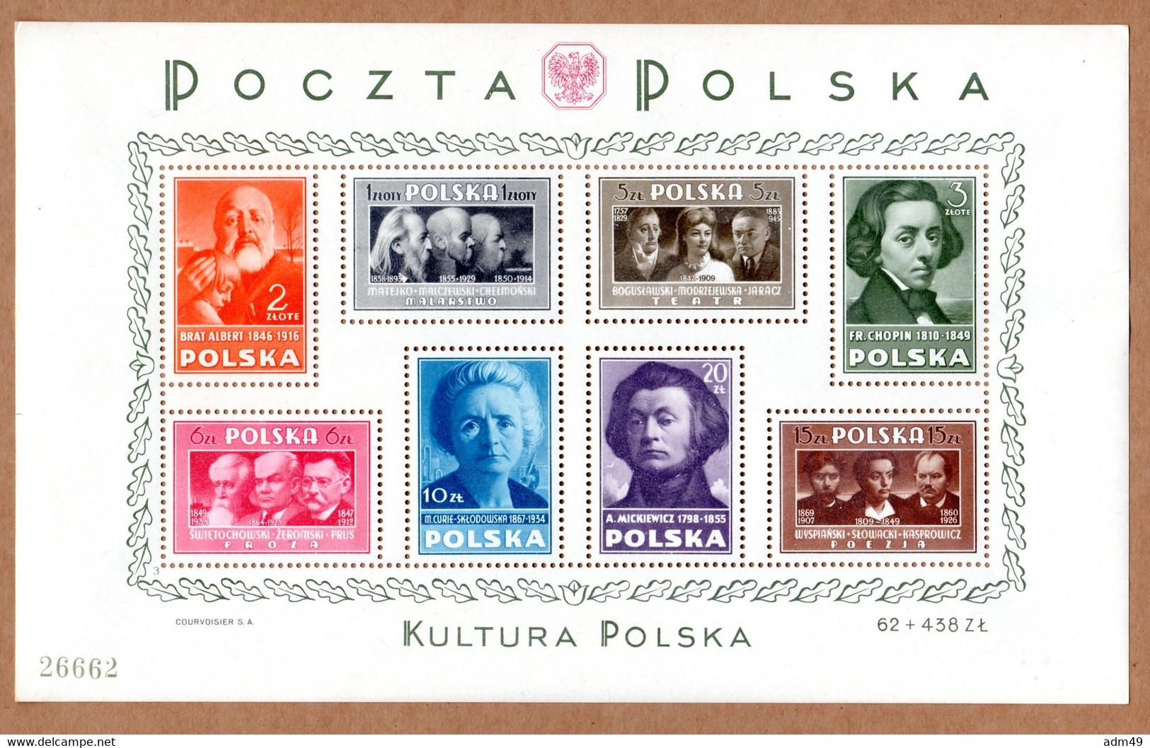 POLEN, 1948 Polnische Kultur, Block Postfrisch ** - Blocks & Sheetlets & Panes