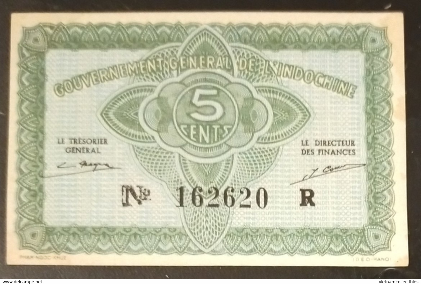 French Indochine Indochina Vietnam Viet Nam Laos Cambodia 5 Cents AU Banknote Note Billet 1942 - Pick # 88a (1) - Indochine