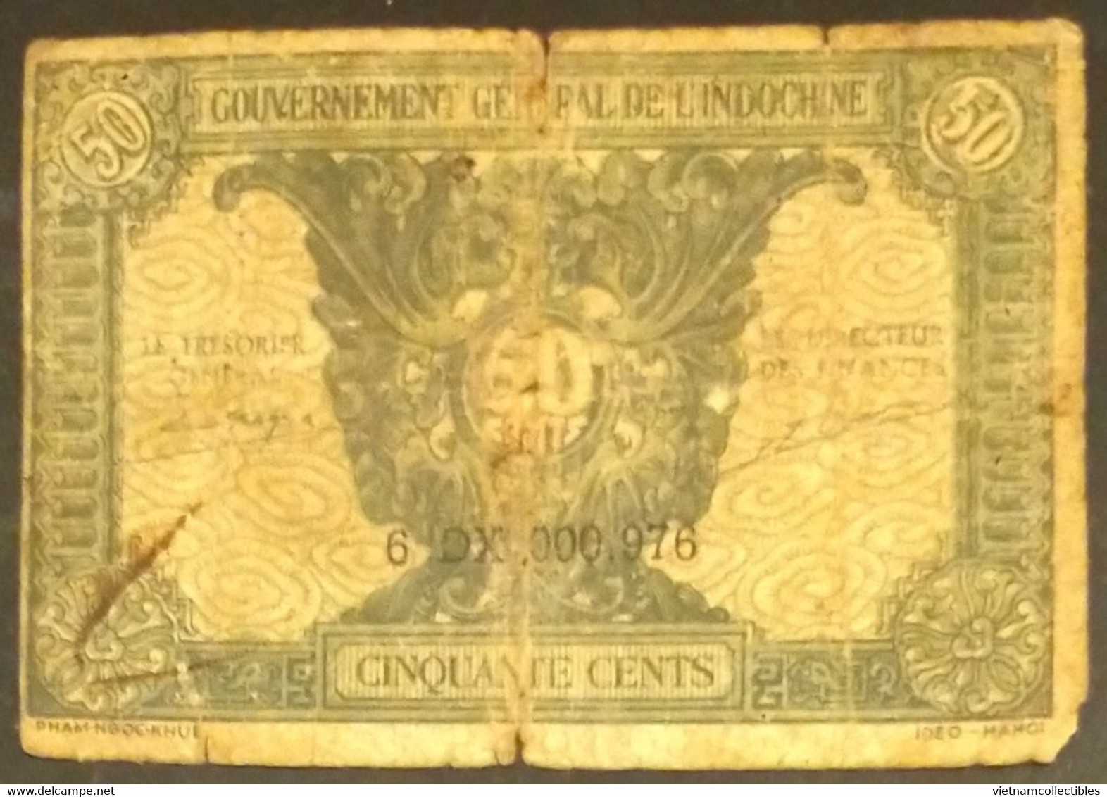 French Indochine Indochina Vietnam Viet Nam Laos Cambodia 50 Cents VG Banknote Note Billet 1942 - Pick # 91b / 2 Photos - Indochina