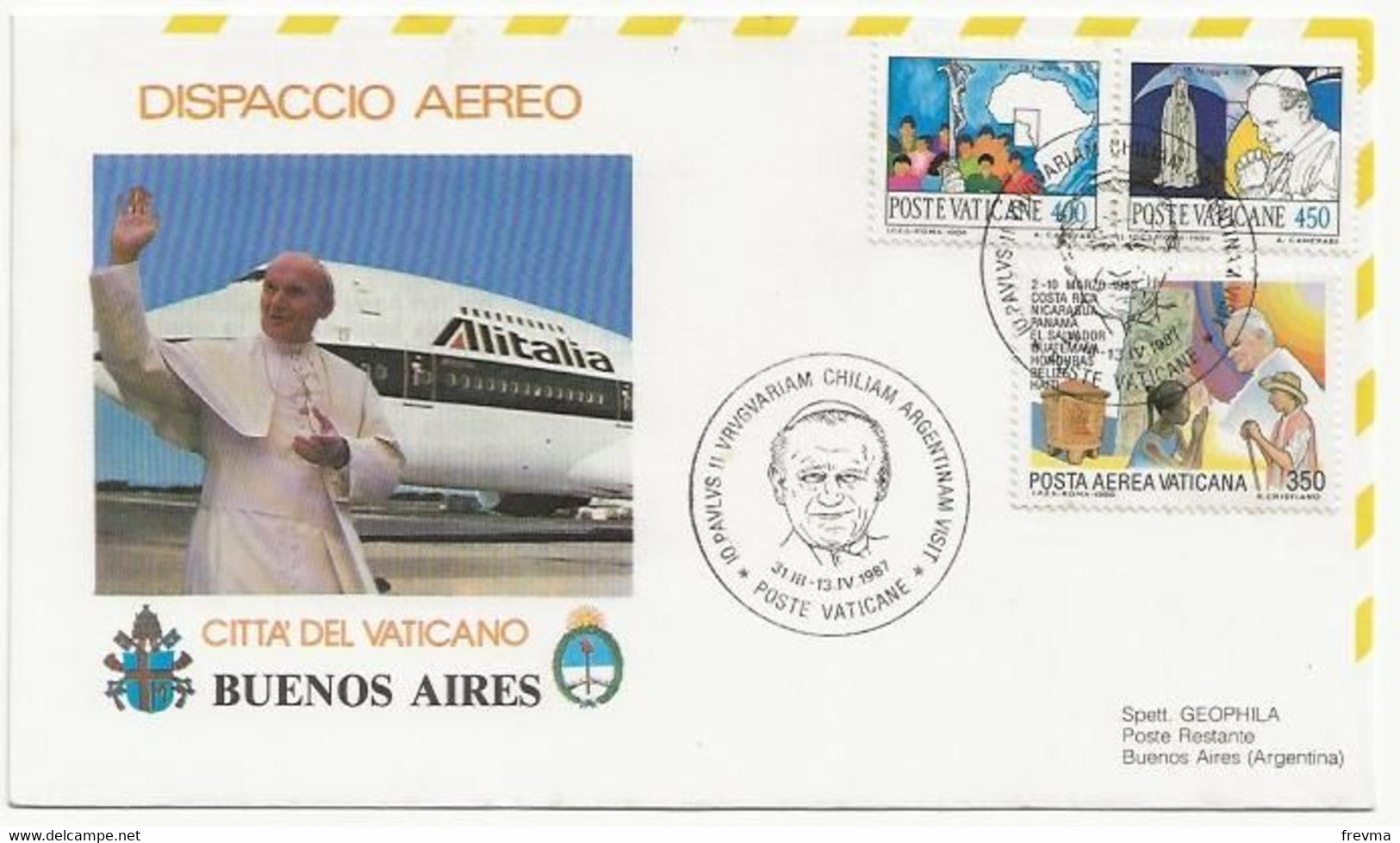 Lettre Tour Du Monde Du Pape Buenos Aires - Cartas & Documentos