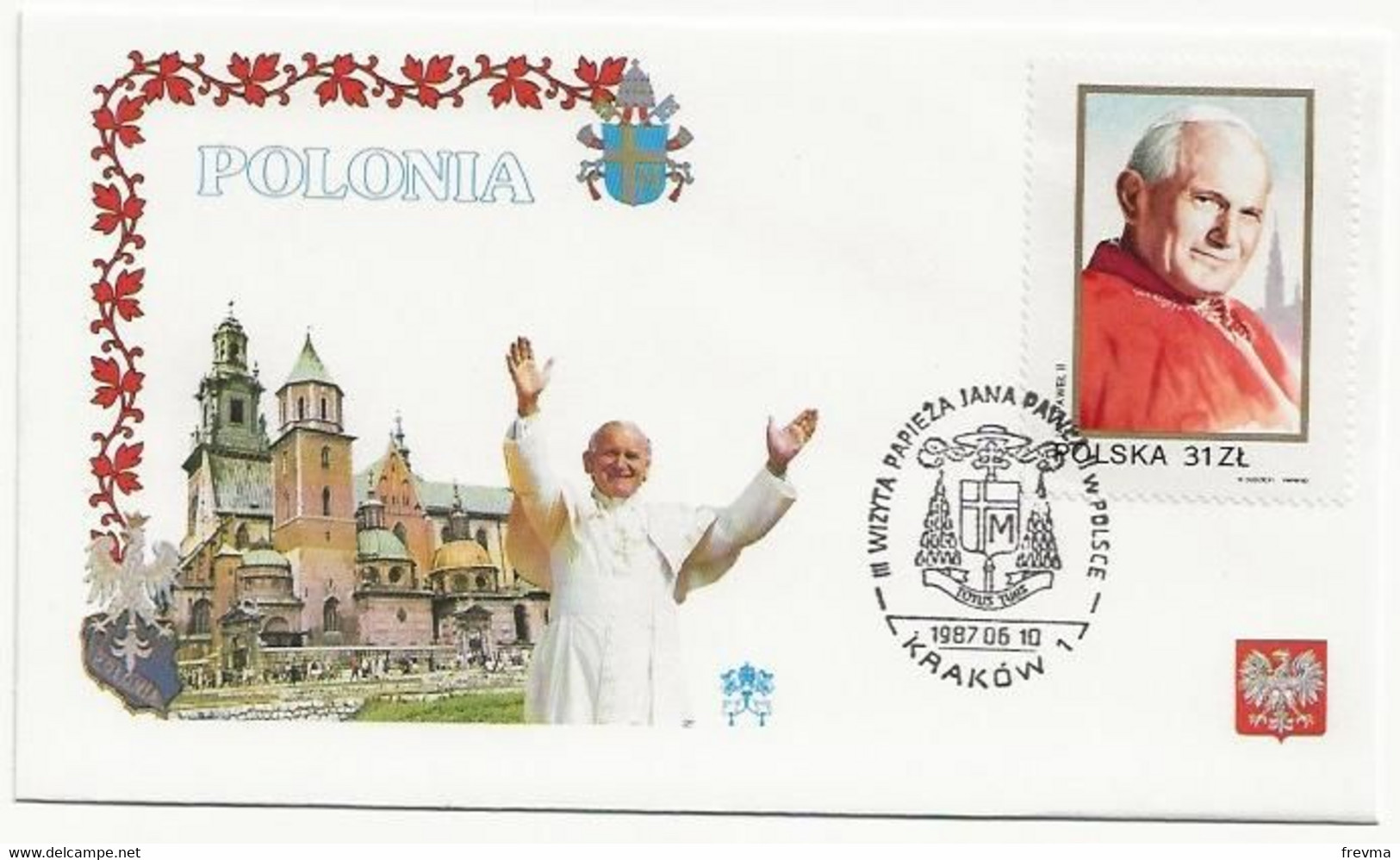 Lettre Tour Du Monde Du Pape Pologne - Maschinenstempel (EMA)