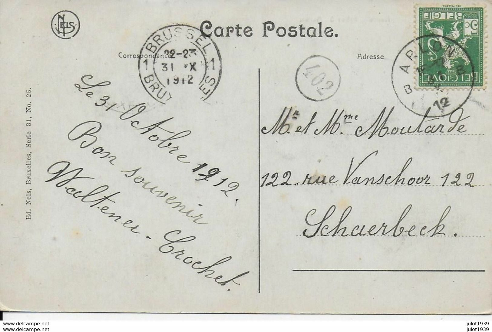 ARLON ..-- Nouvelle Eglise . 1912 Vers SCHAERBEEK ( Mr Mme MOUTARDE ) . Voir Verso . - Aarlen