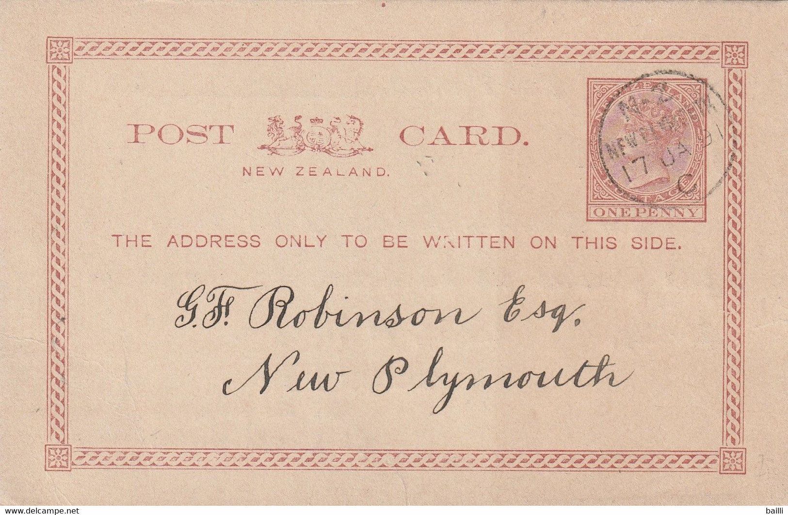 Nelle Zélande Entier Postal 1891 - Brieven En Documenten