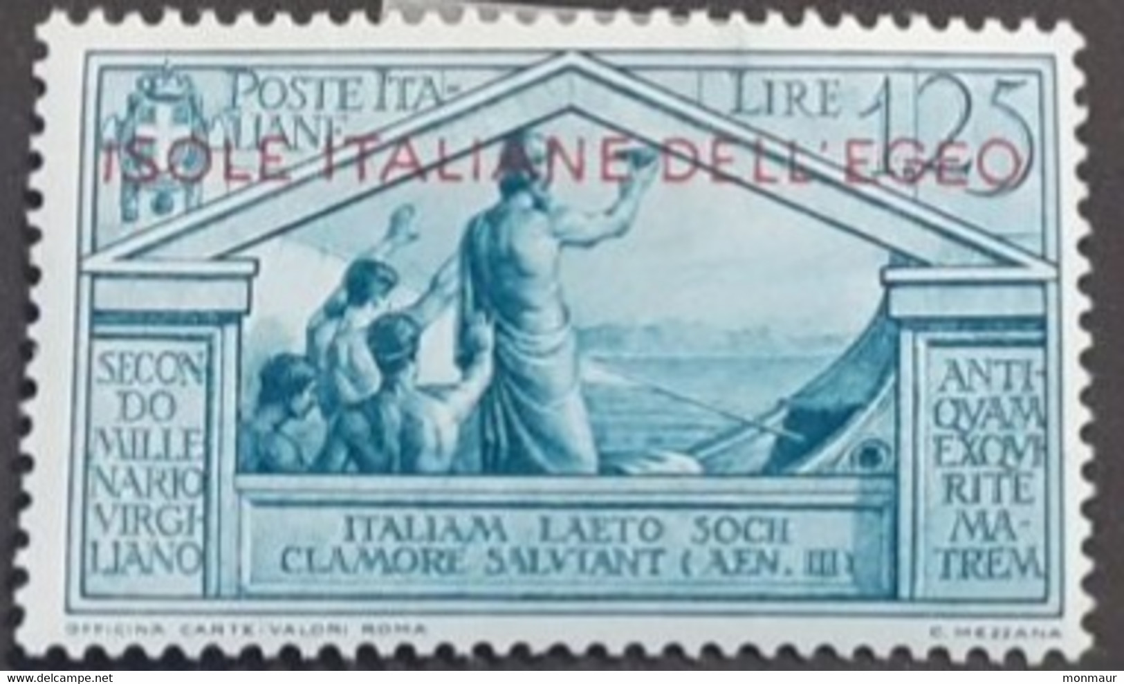 COLONIE ITALIANE EGEO 1930 VIRGILIO LIRE 1,25 NUOVO GOMMA INTEGRA - Egée