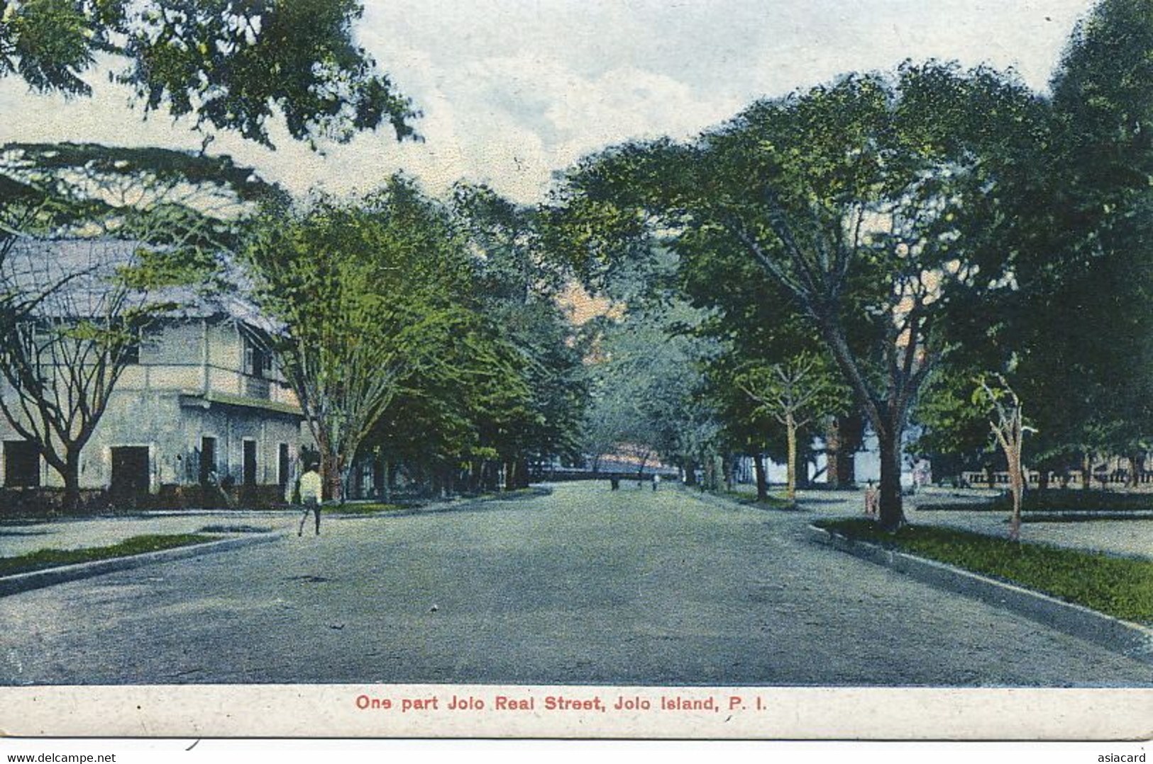 One Part Jolo Real Street Jolo Island Hand Colored  No Postcard Back - Philippines