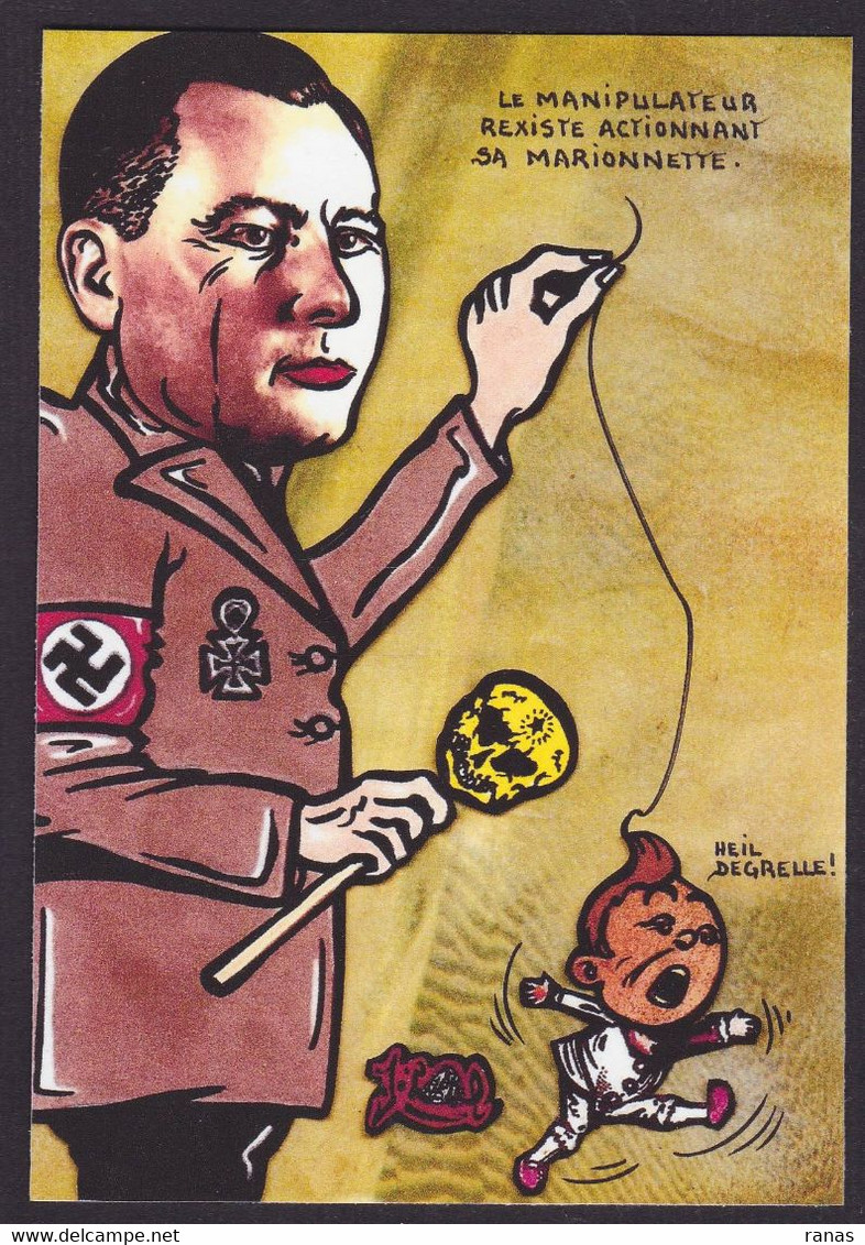 CPM Degrelle Hergé Tintin Rexisme Hitler Tirage Signé 30 Exemplaires Numérotés Signés Par JIHEL - Comicfiguren