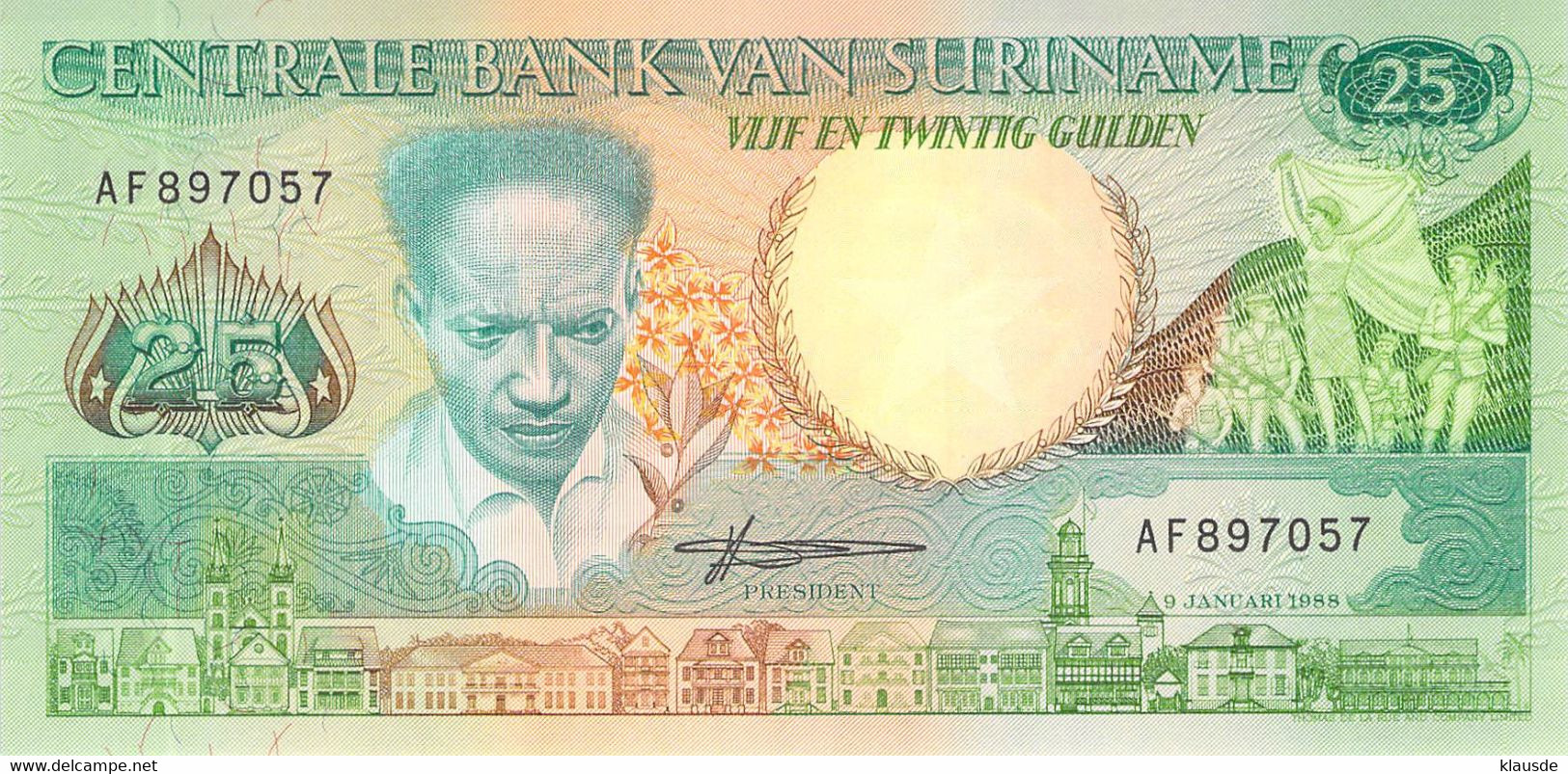 25 Gulden Suriname 1988 UNC Bankfrisch - Surinam