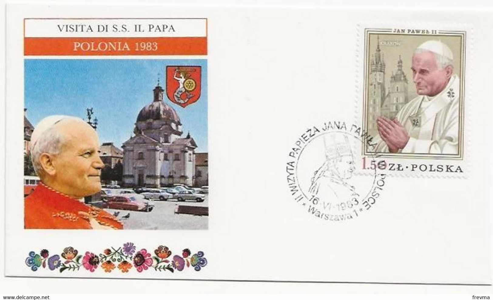 Lettre Tour Du Monde Du Pape Pologne - Máquinas Franqueo (EMA)