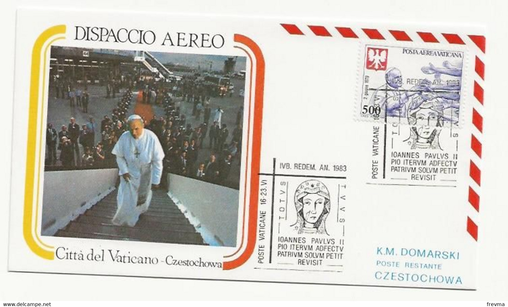 Lettre Tour Du Monde Du Pape Vatican - Maschinenstempel (EMA)