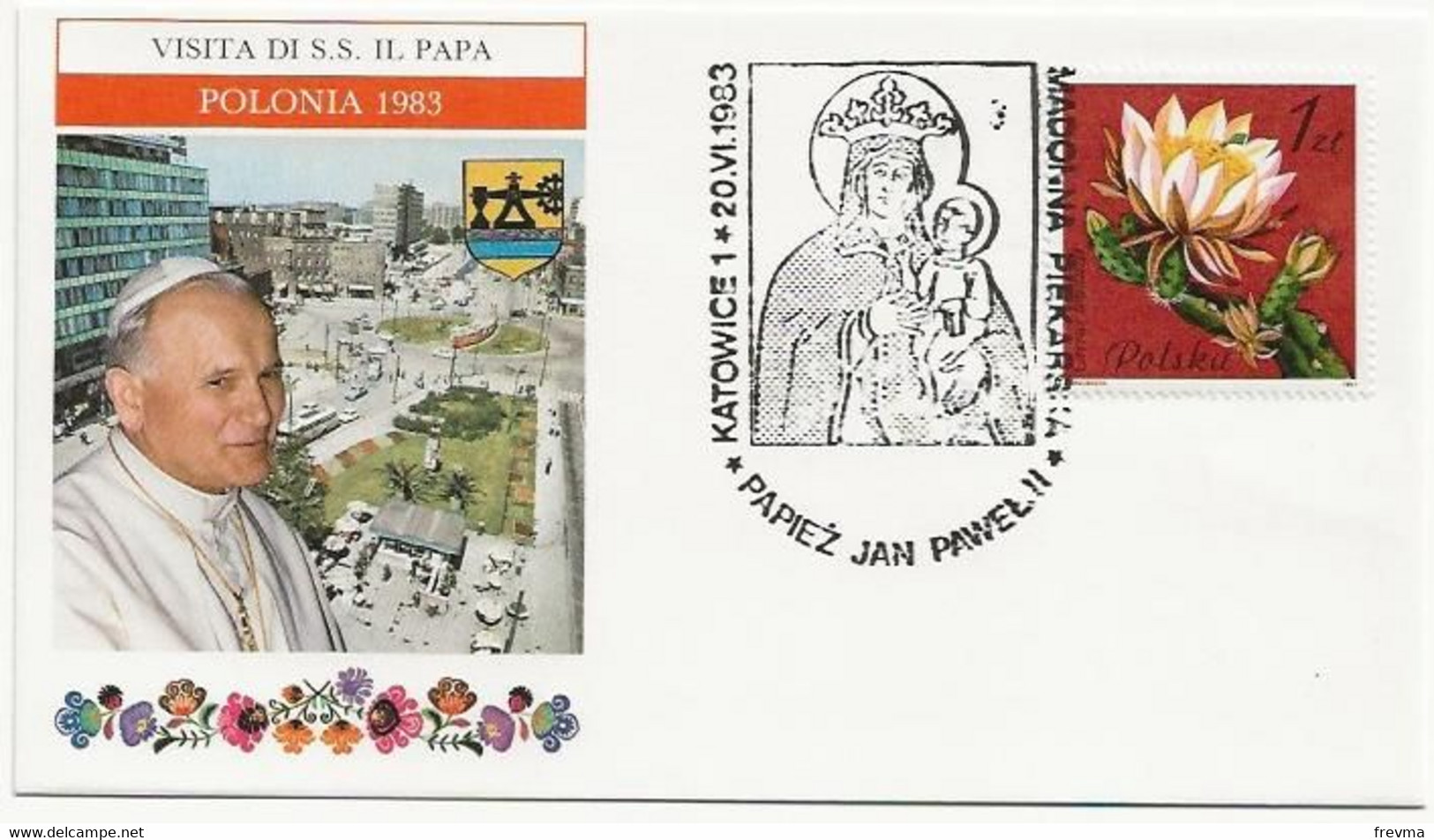 Lettre Visite Du Pape Pologne - Maschinenstempel (EMA)