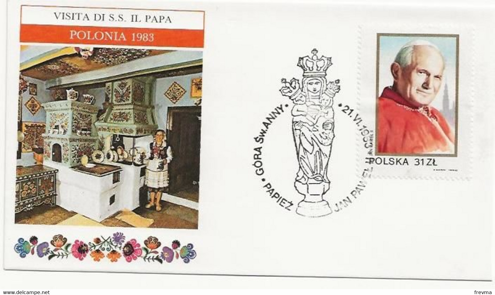 Lettre Visite Du Pape Pologne - Maschinenstempel (EMA)