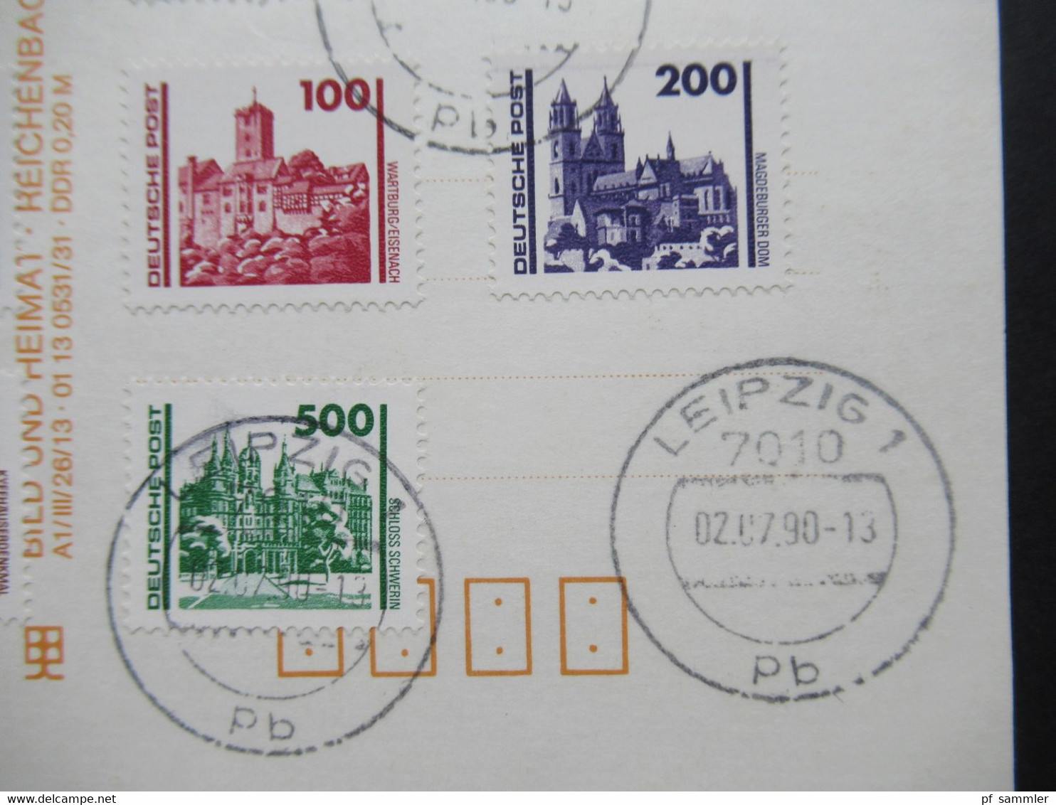 DDR Mehrbild AK Messestadt Leipzig Mit Freimarken Bauwerke Und Denkmäler Mit Tagesstempel Vom Ersttag 2.7.1990 - Covers & Documents