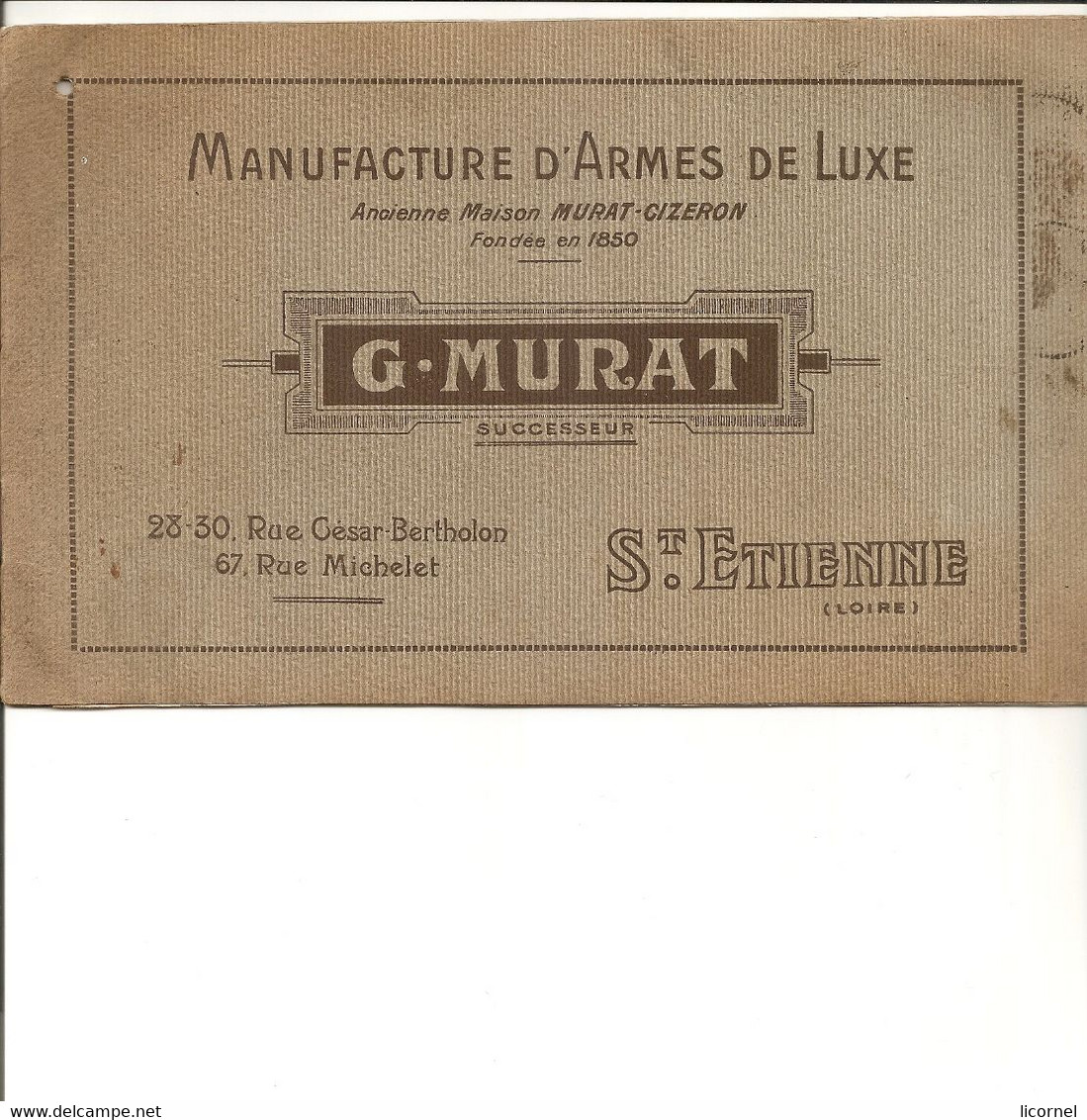 CATALOGUE  G MURAT MANUFACTURE D ARMES DE LUXE ST ETIENNE DE 1926 1927 - Frankrijk