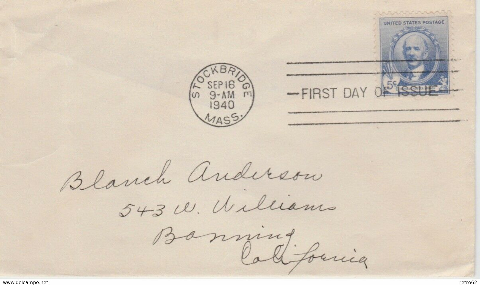 1940 United States 5 C Blue Famous Americans Sculptor First Day Cover - 1851-1940