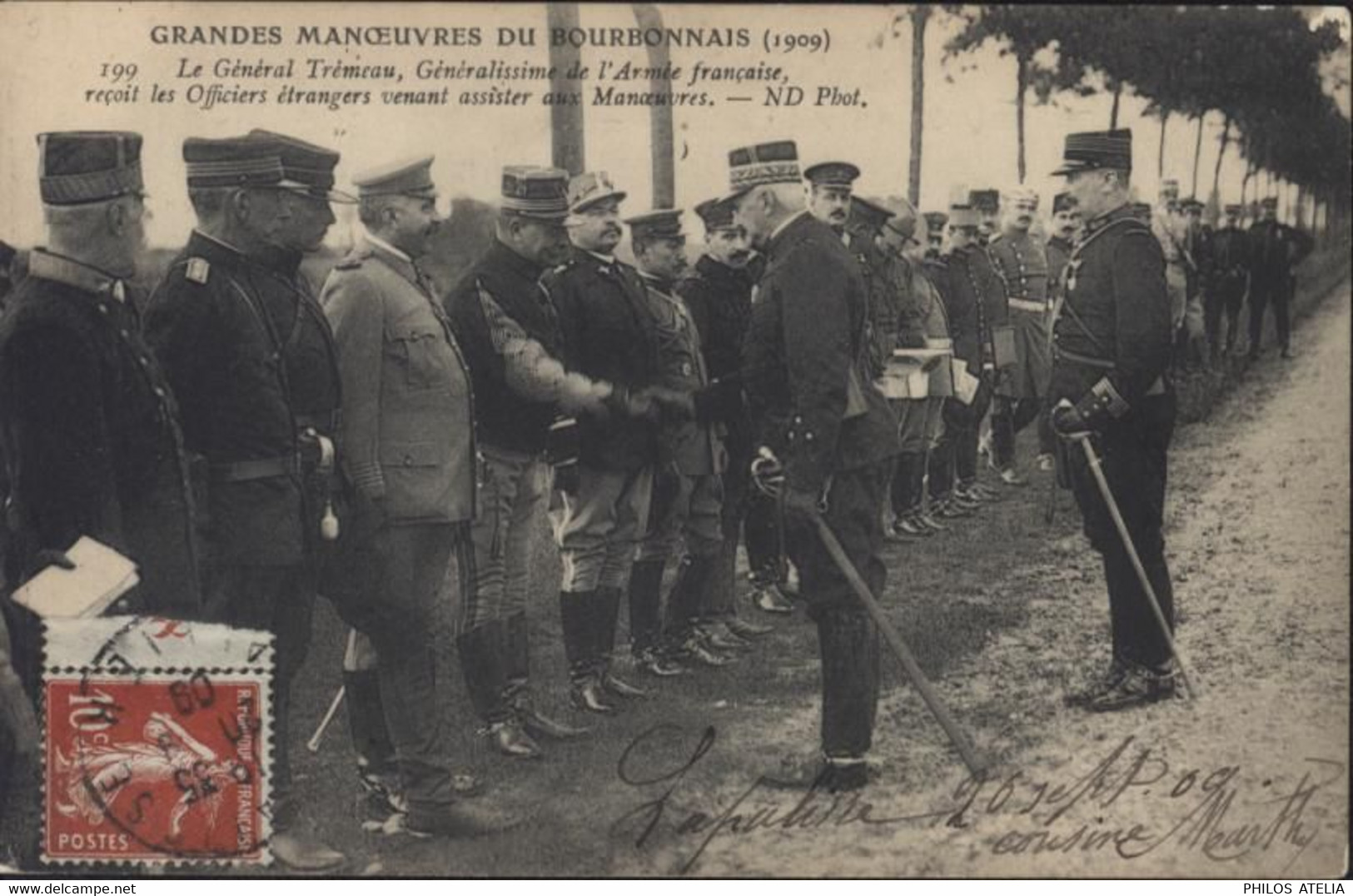 CPA CP Grandes Manoeuvres Du Bourbonnais 1909 Général Trémeau, Généralissime De L'armée Française Reçoit Officiers - Manovre