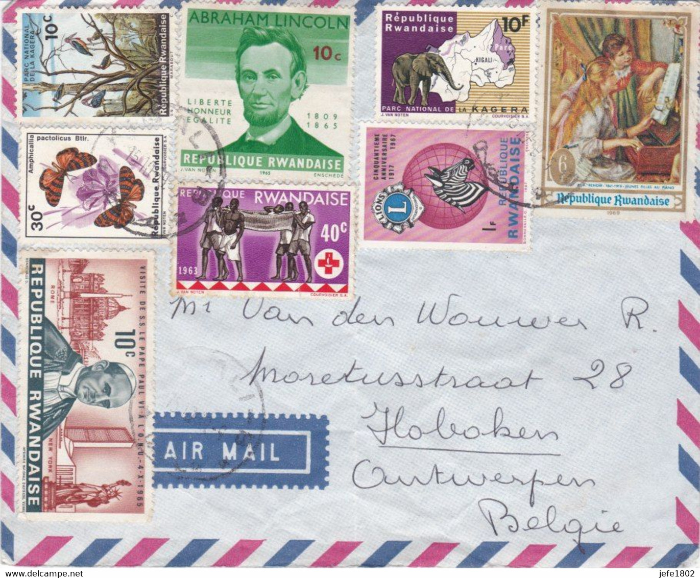 Republique Rwandaise - Letter Sent From Kigali To Belgium (Hoboken / Antwerpen) - Andere & Zonder Classificatie