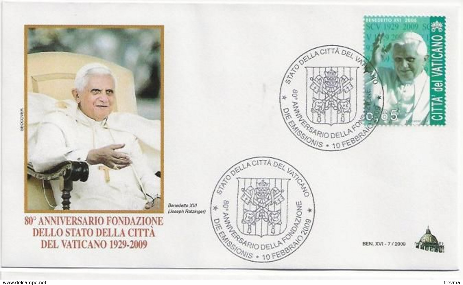 Lettre 80e Anniversaire Fondation Du Vatican - Maschinenstempel (EMA)