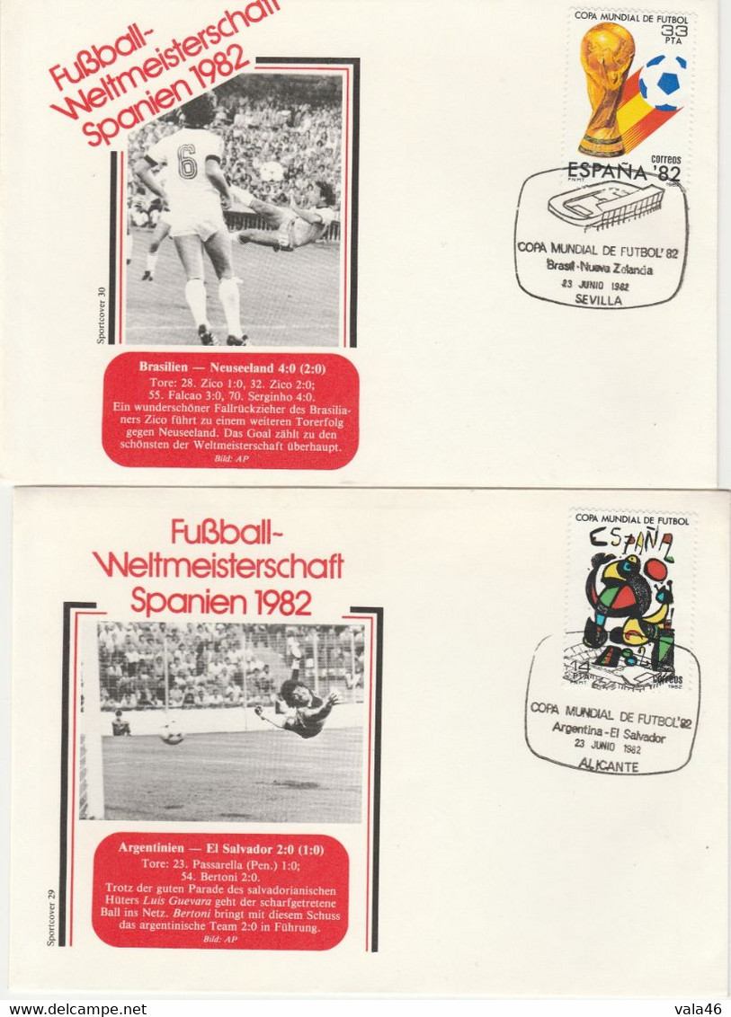 SPORT FOOTBALL COU¨PE DU MONDE 1982 ESPAGNE  4 ENVELOPPEs 1er Jour. - 1982 – Espagne