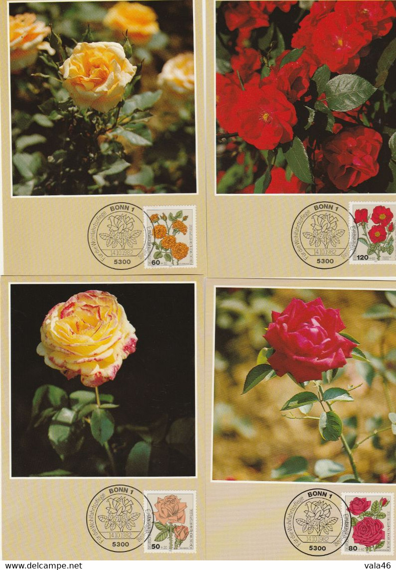 THEME ROSE  ALLEMAGNE  RFA   CARTES MAXIMUM   SERIE 982/985 - Roses