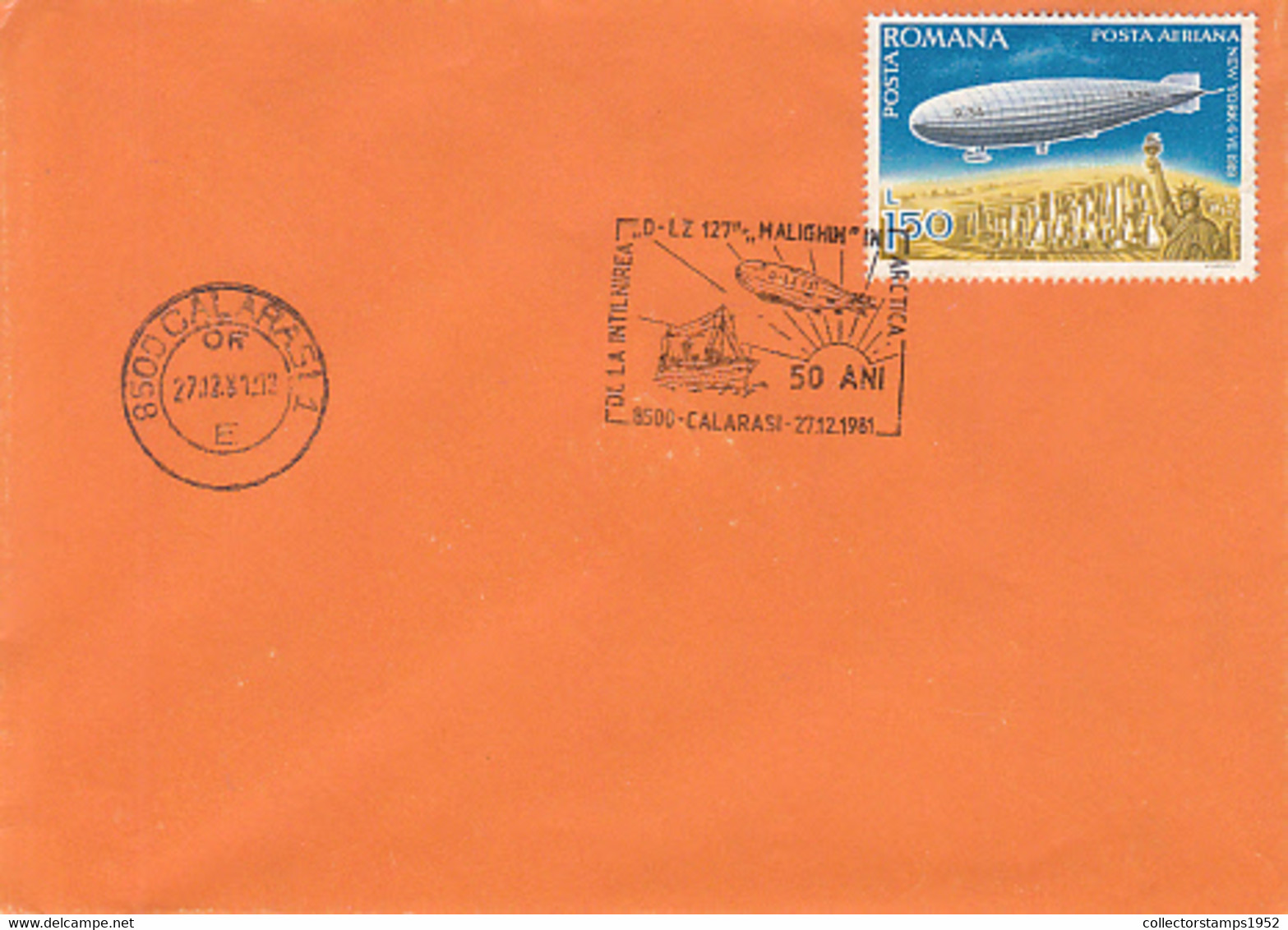 96245- ZEPPELIN LZ-127 MEETING MALIGHIN ICEBREAKER IN ARCTICA, SPECIAL POSTMARK ON COVER, ZEPPELIN STAMP, 1981, ROMANIA - Other Means Of Transport
