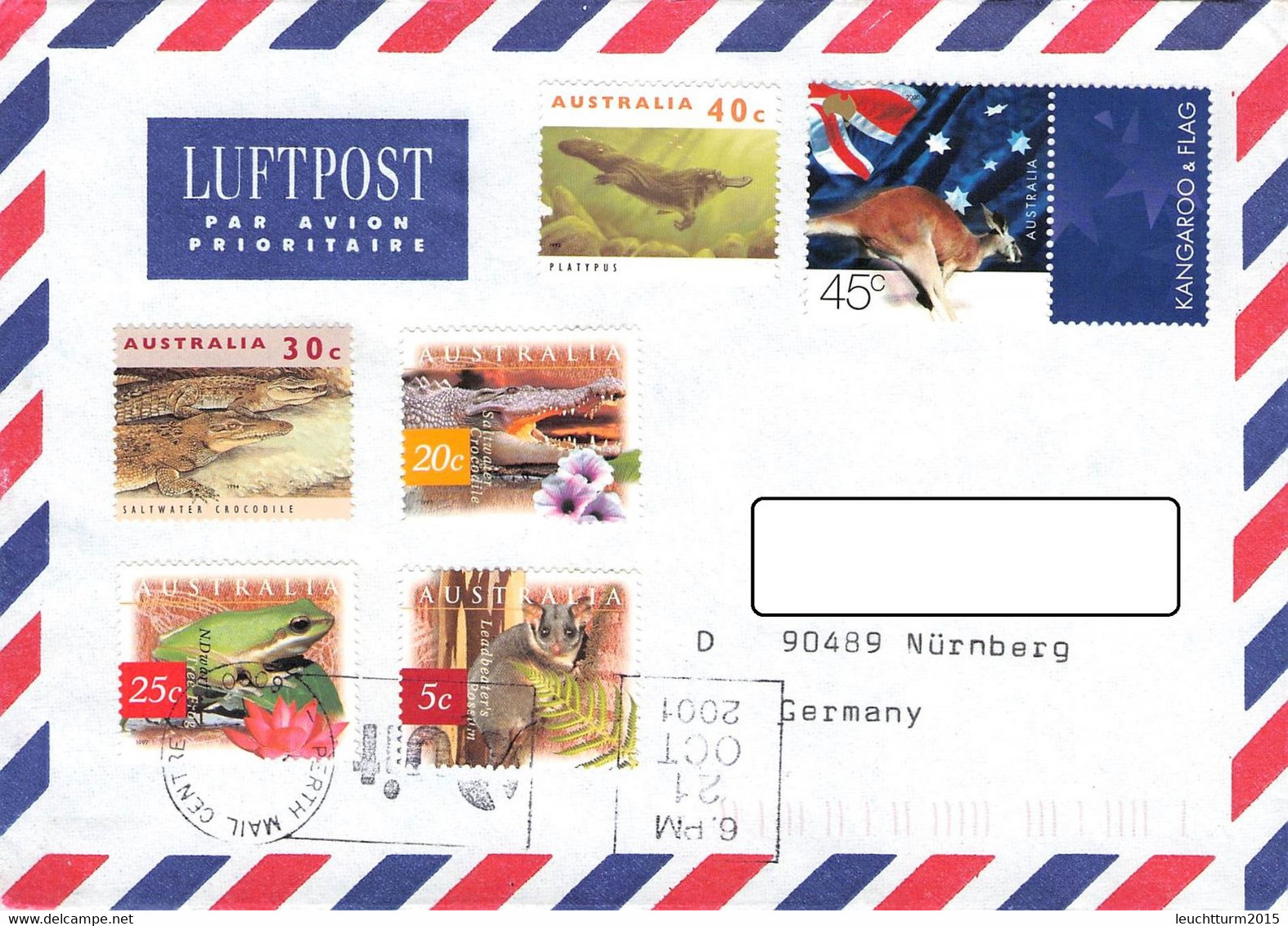 AUSTRALIA - AIRMAIL 2001 PERTH > NÜRNBERG/DE  /QF272 - Lettres & Documents