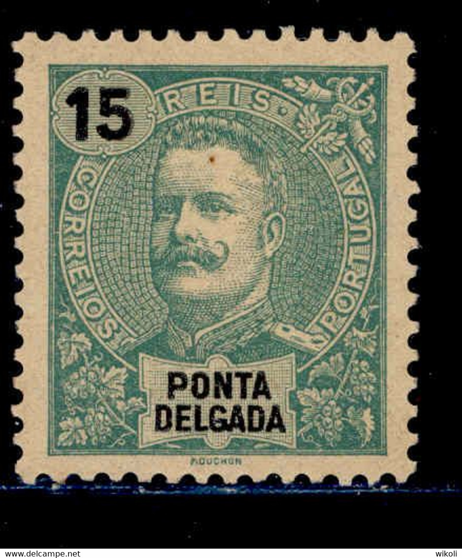 ! ! Ponta Delgada - 1898 D. Carlos 15 R - Af. 27 - MH - Ponta Delgada