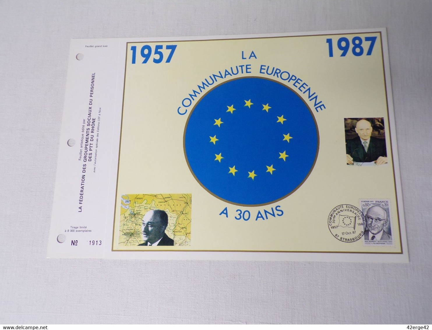 Feuillet Timbre 1er Jour CEF Grand Luxe-la Communauté Européenne 1957-1987 - 1980-1989