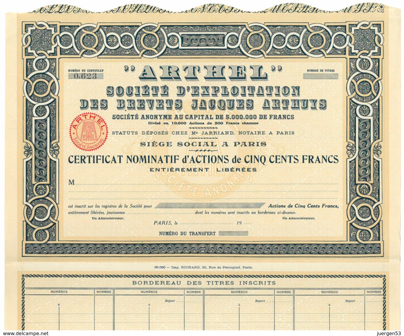 3 X "ARTHEL" – PDF, Certificat & Action - A - C