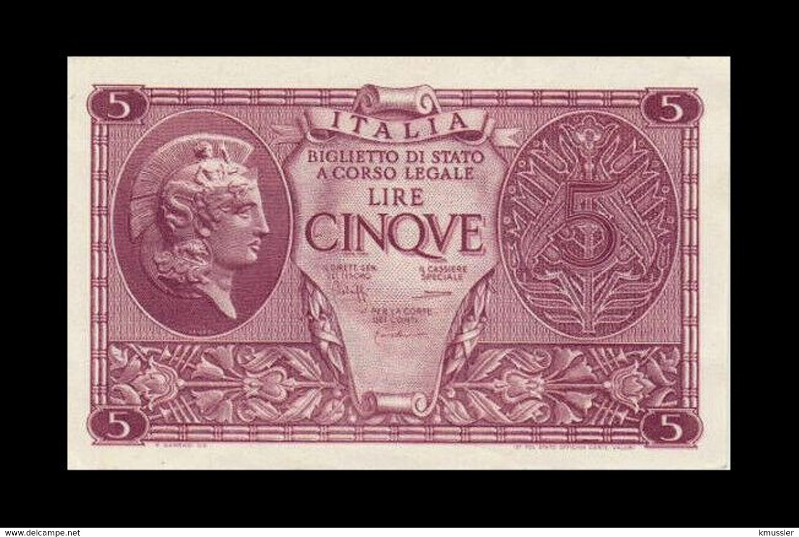 # # # Italien 5 Lire 1944 UNC # # # - 50 Liras