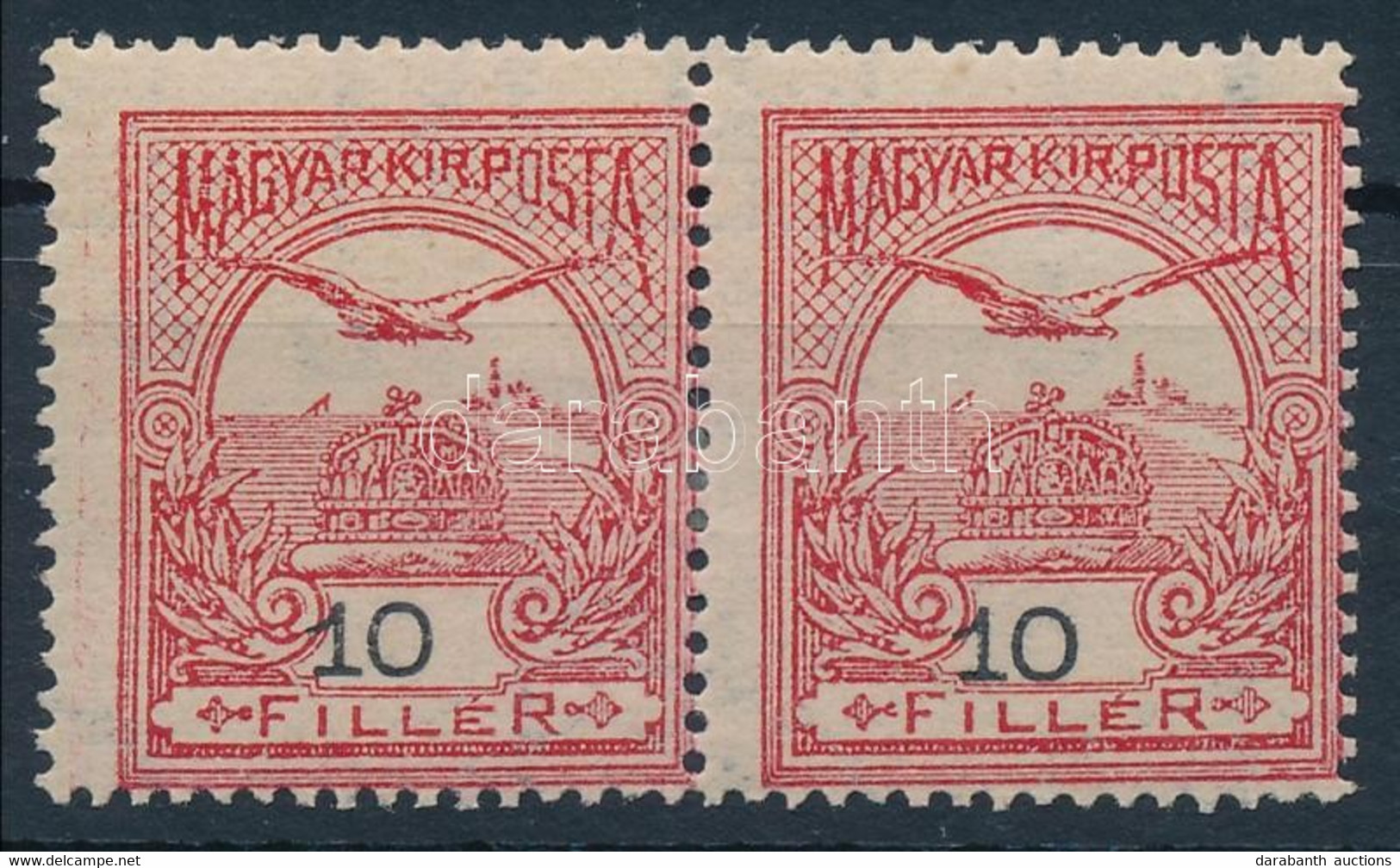 * 1908 Turul 10f Pár Eltolódott értékszámmal, Elfogazva - Other & Unclassified